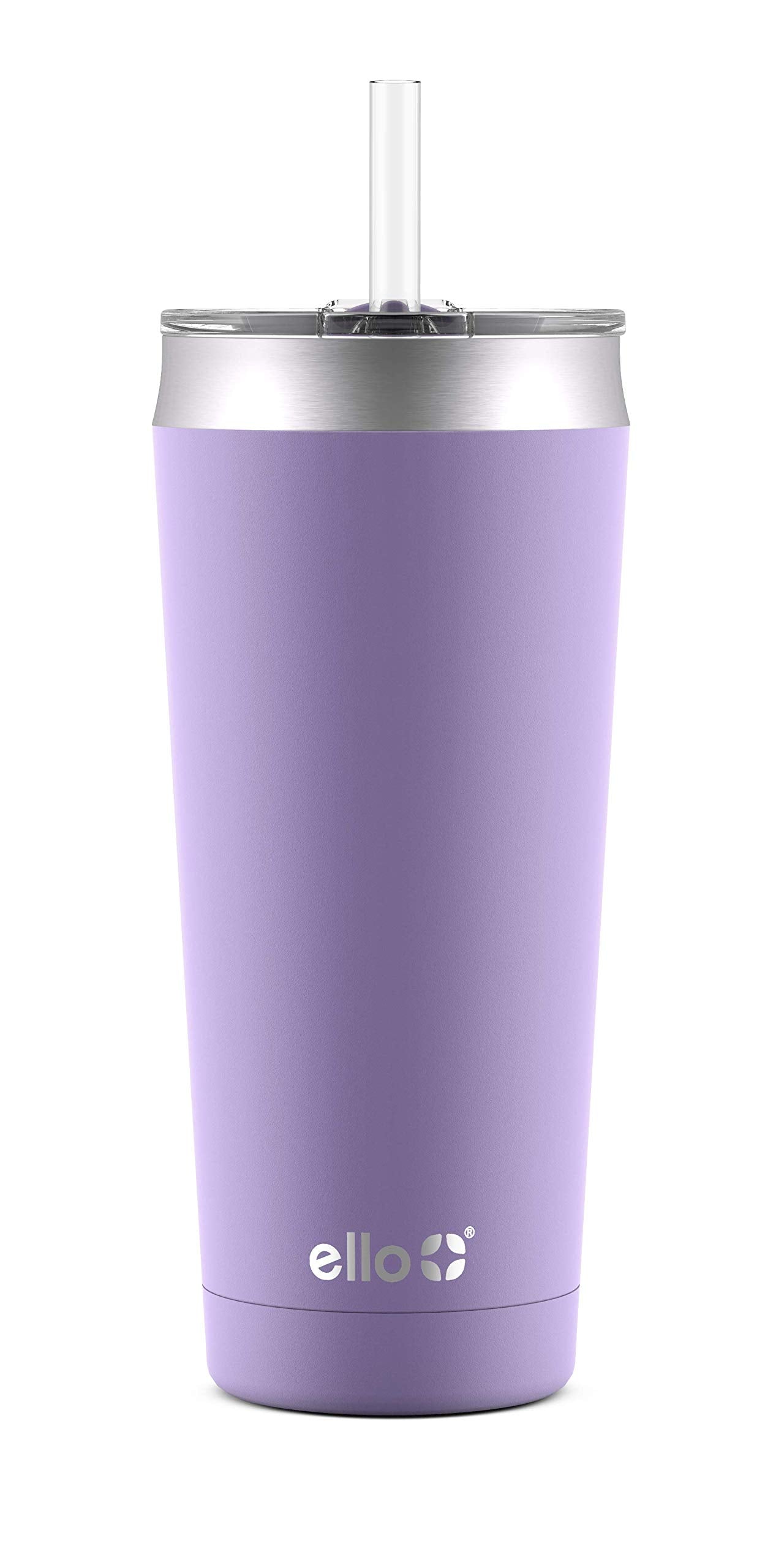 Ello Beacon Vacuum Insulated Stainless Steel Tumbler With Slider Lid And Optional Straw, 24 Oz, Lavender