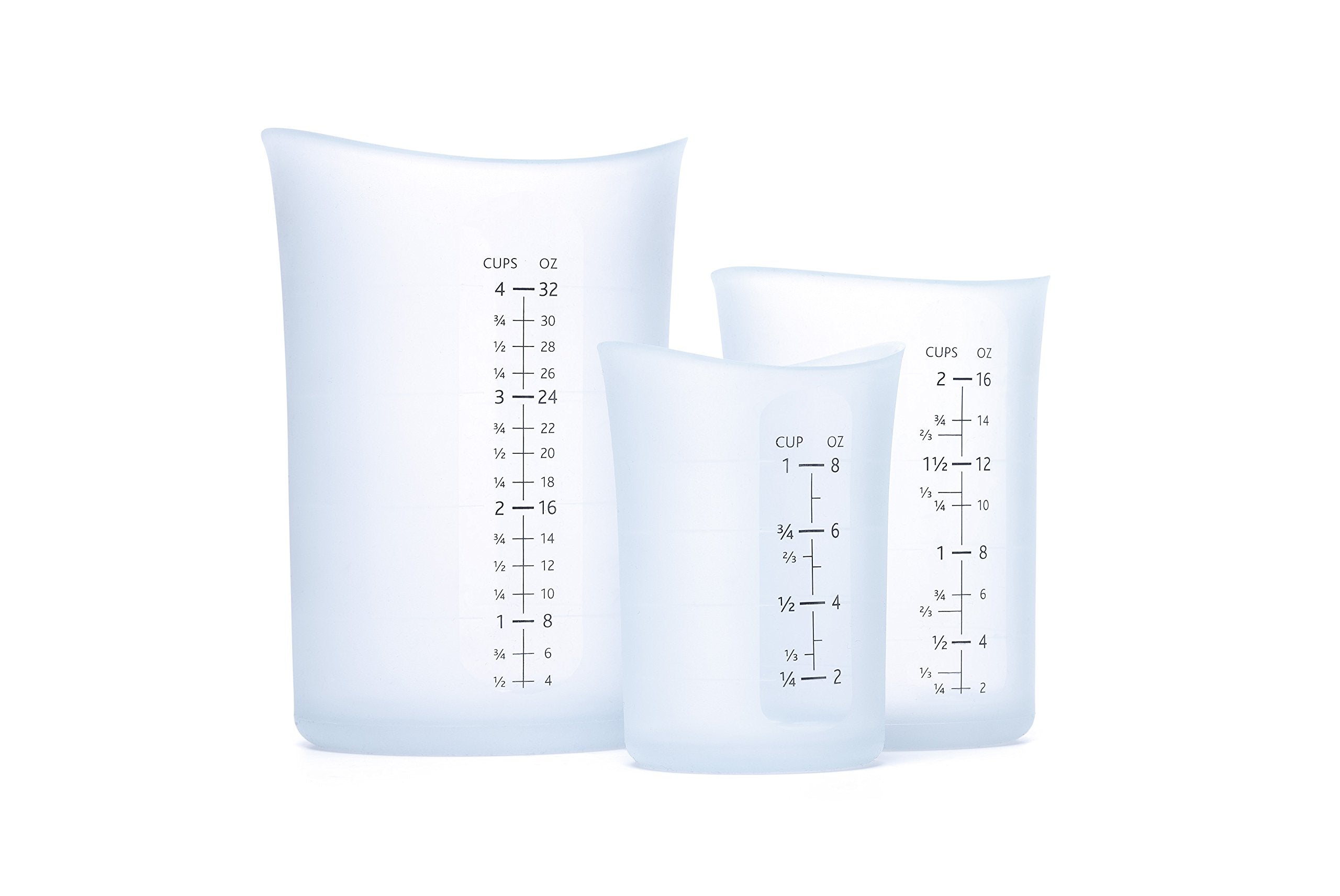 Isi Basics Measuring Set Of 3 Silicone Flexible Measuring Cup, Translucent