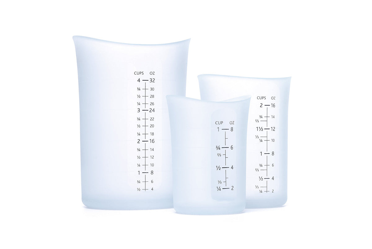 Isi Basics Measuring Set Of 3 Silicone Flexible Measuring Cup, Translucent