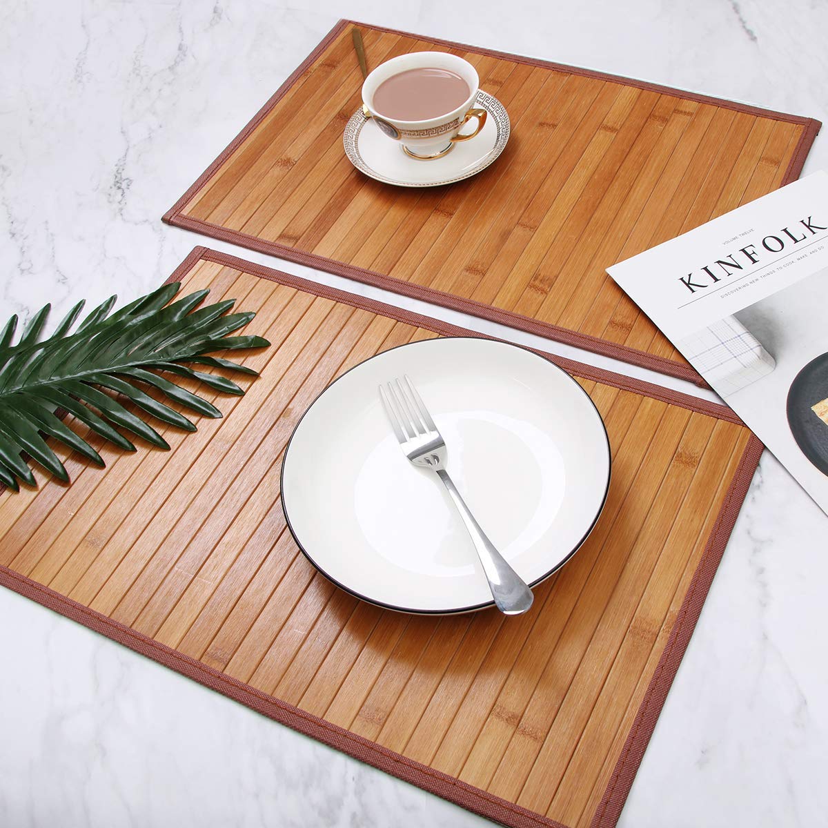 Bamboo Placemats For Dining Table, Placemats Set Of 4,Stain-Resistant,Heat-Resistant Place Mats,Durable And Sturdy Dining Place