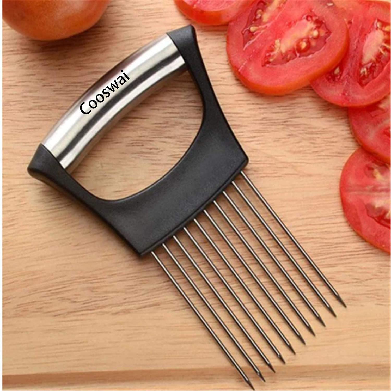 Cooswai Stainless Onion-Holder Slicing-Kitchen Assistant-Vegetable - Upgrade Chopper Slicing Tool, Food Slicing Assistant 1Pc
