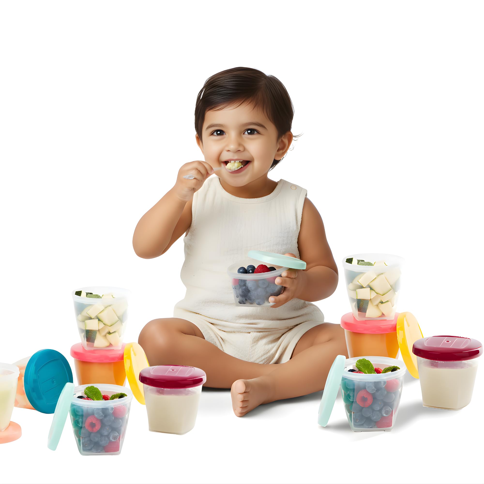 Akx Baby & Kids Food Storage Containers Set Of 6 (250 Ml Each) | Bpa Free Plastic Feeding Containers With Airtight Leakproof Lid