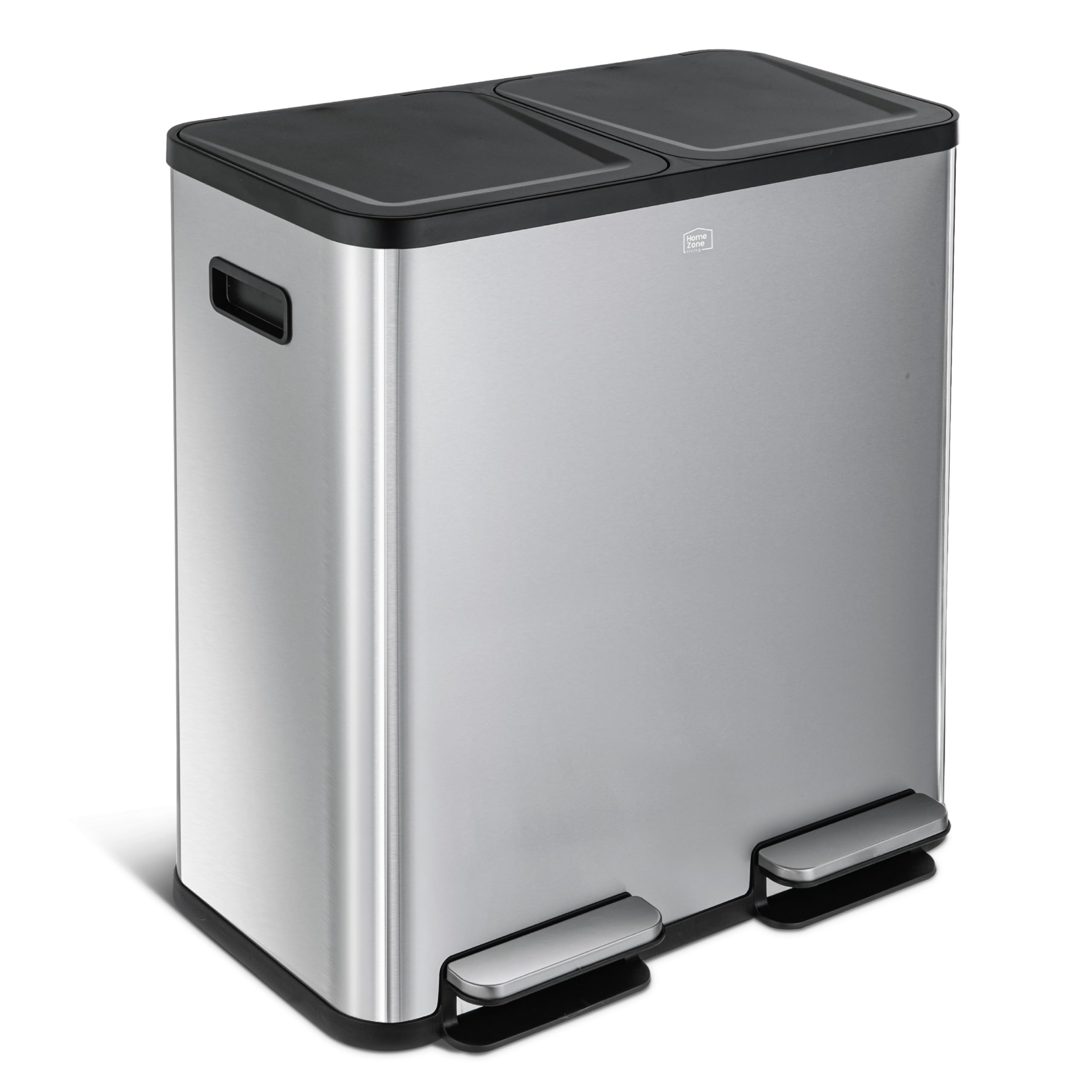Home Zone Living 21 Gallon Large Kitchen Trash Can with Dual Compartments