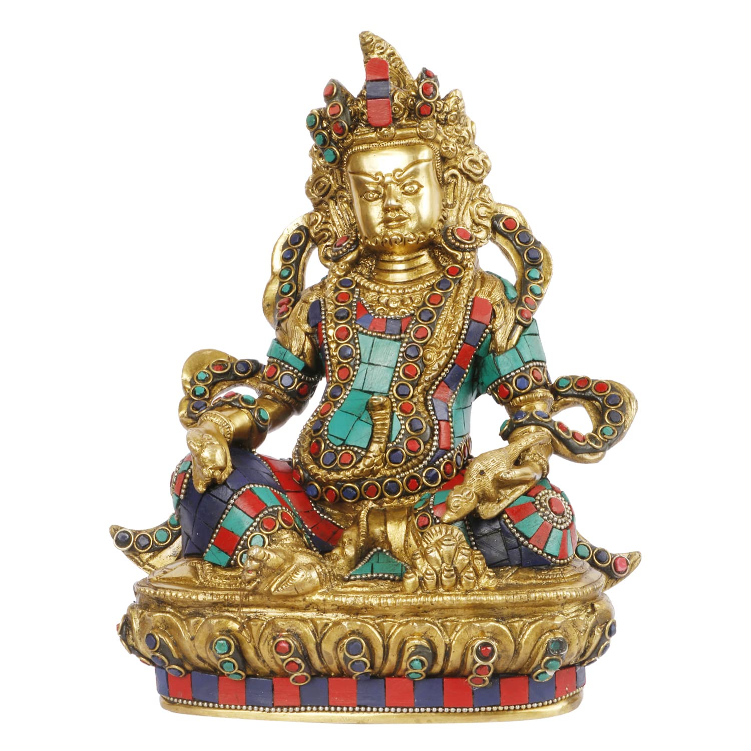 Kartique Brass Idol Of Kuber For Home Decor In Multicolor Height 9 Inch