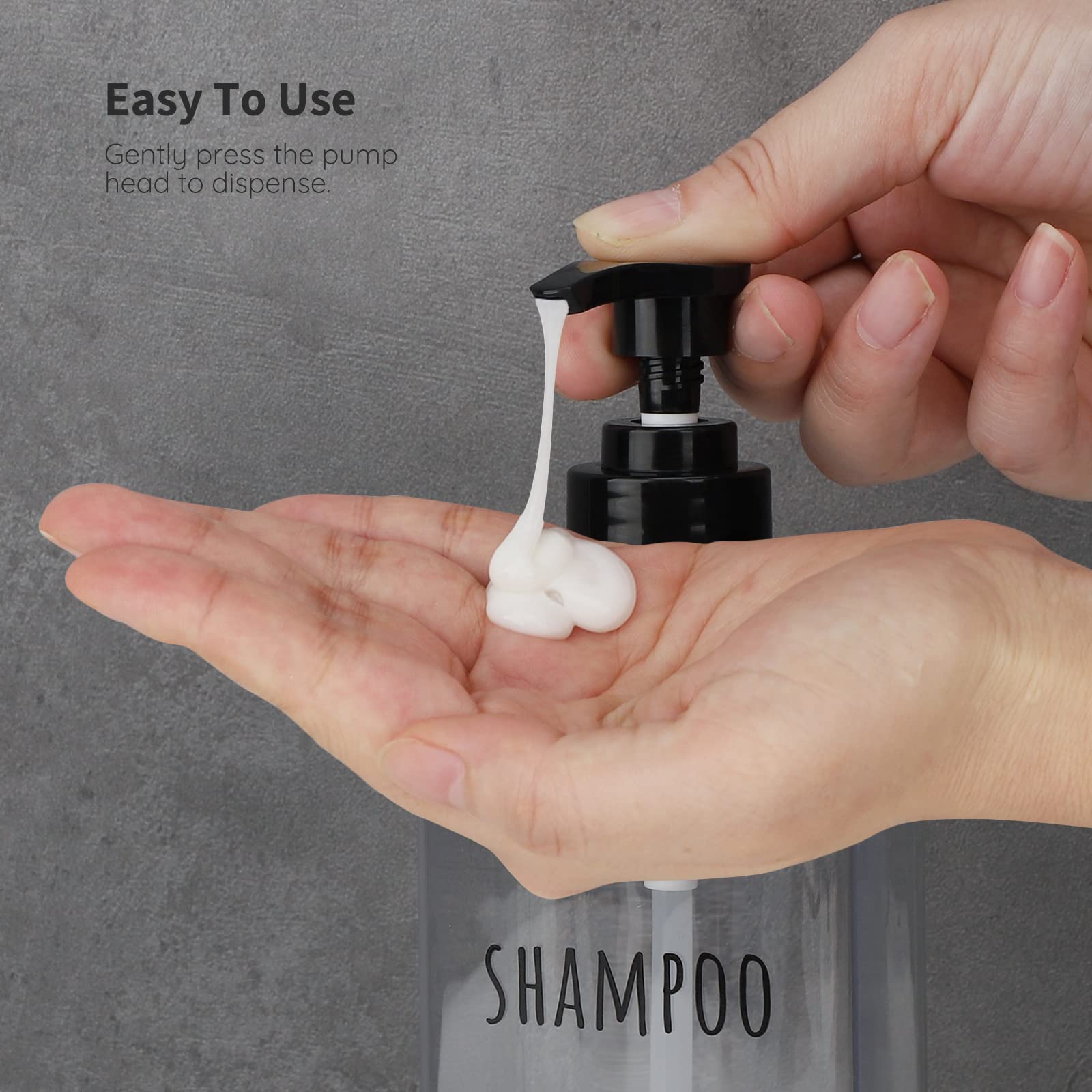 Segbeauty Clear Shampoo Bottles - 3pcs Refillable Plastic Dispenser Pump, 16.9oz (500ml), Ideal for Shampoo, Conditioner, Body Soap