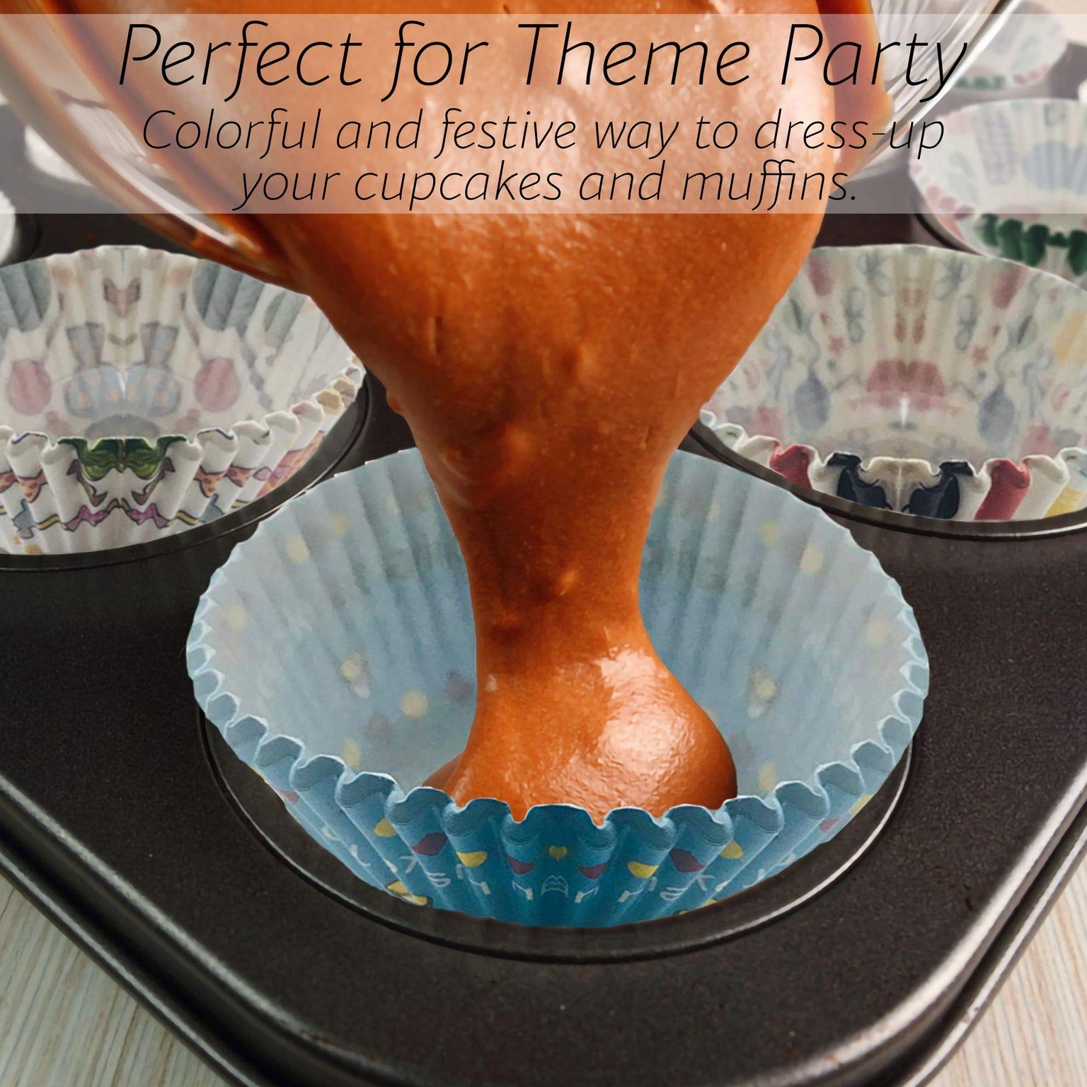 Bahoki Essentials Paper Baking Cups - Cupcake, Muffin Liners, Assorted Cake Wrappers - Great For Birthday Parties And Family Gat