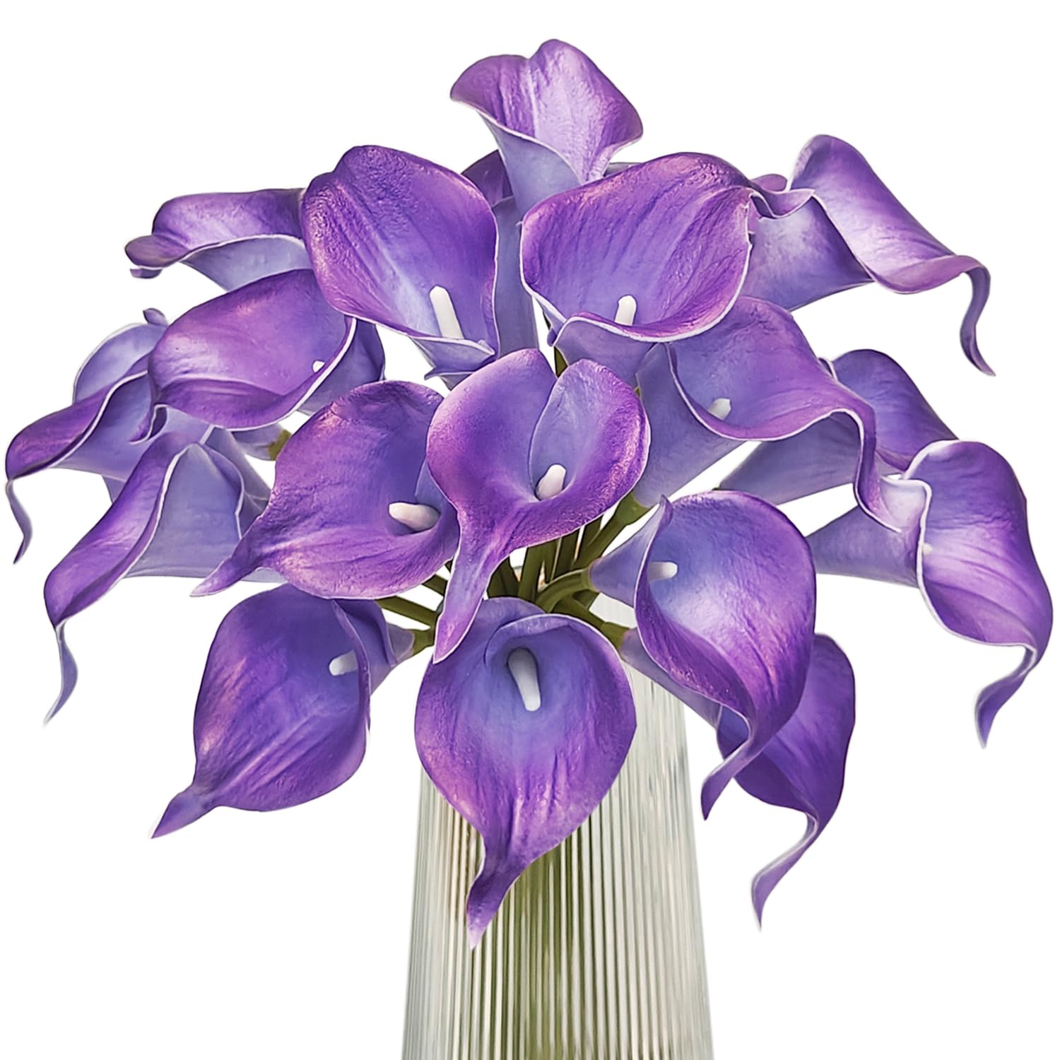 Letjolt Purple Calla Lily 20Pcs Artificial Flowers Bouquet for Wedding Bride Shower Blessing Gift Home Decoration Faux Calla Lil
