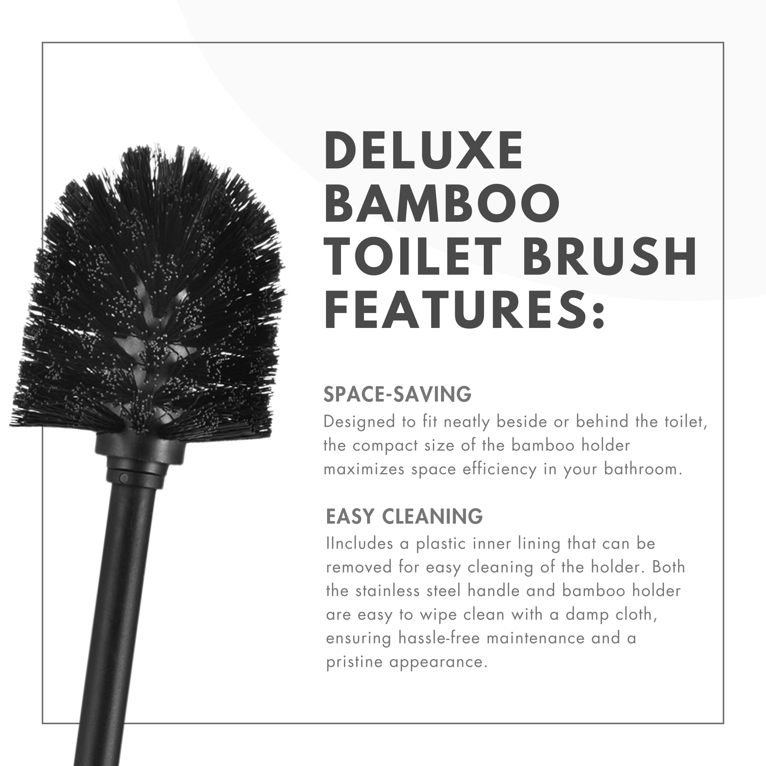 Toilettree Products Deluxe Toilet Brush With Stainless Steel Handle And 100% Bamboo Wooden Holder (Tall)