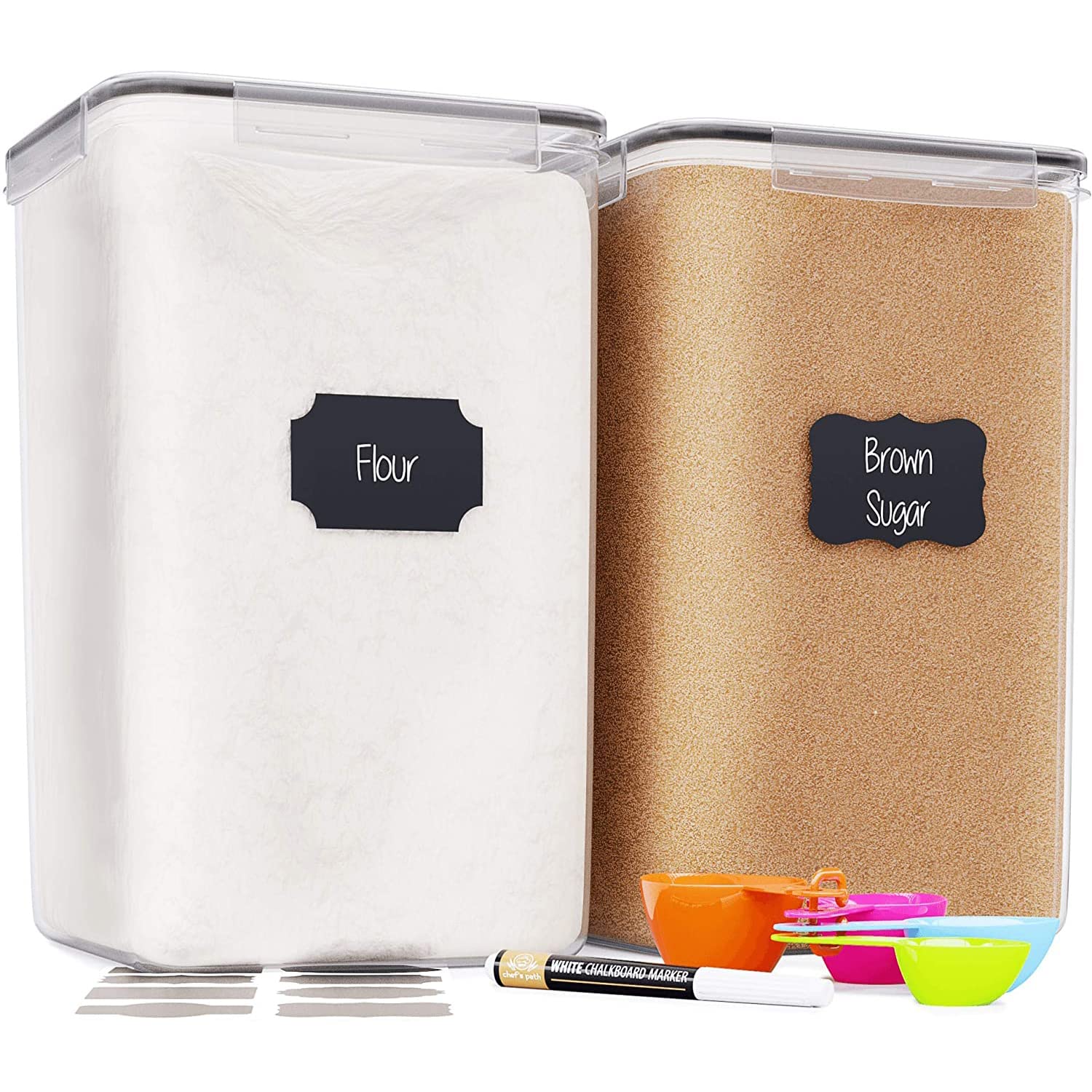 Chef'S Path Extra Large Food Storage Containers With Lids Airtight (6.5L|220 Oz|2 Pack) For Flour, Sugar, Rice & Baking Supply -