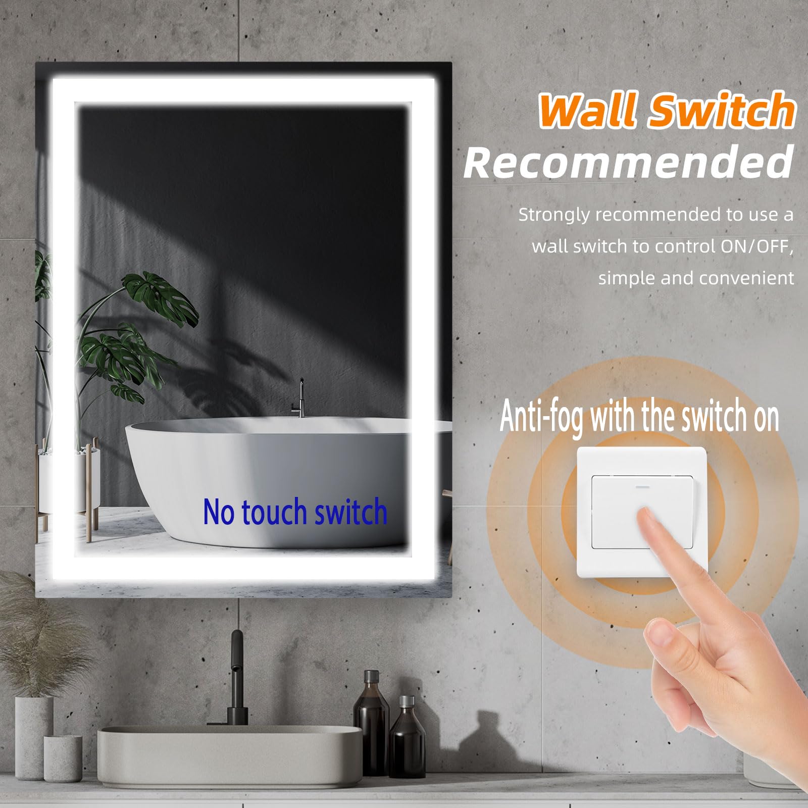 Yeeopp Bathroom Mirror With Led Lights Super 6000K Bright 32X24 Inch High Definition Waterproof For Washrooms Glass Led Makeup M