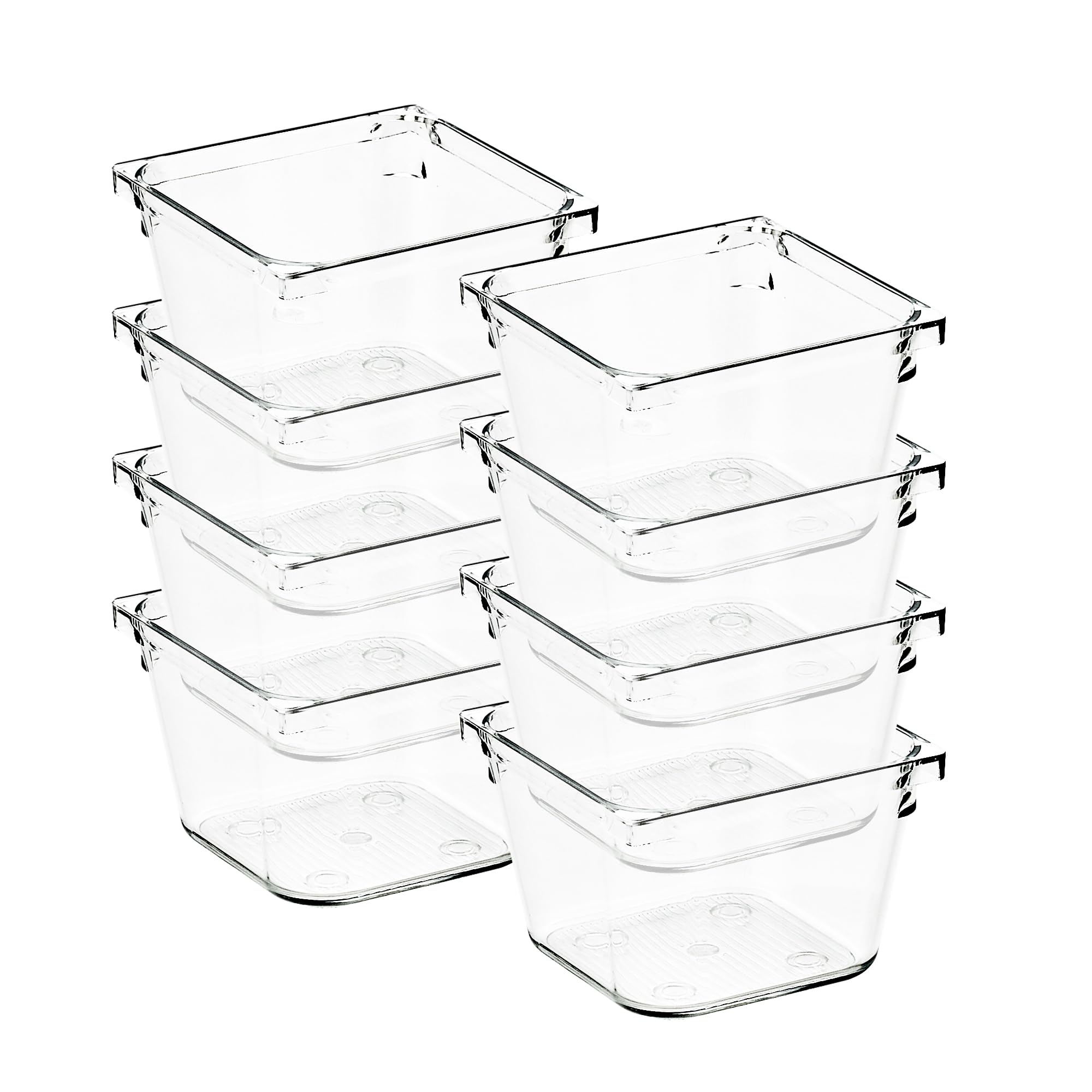 Ravinte Decor 8 Pack Drawer Organizer - 3'' X 3'' Clear Acrylic Storage Bins with Non-Slip Pads, Versatile Desk Tray for Makeup,