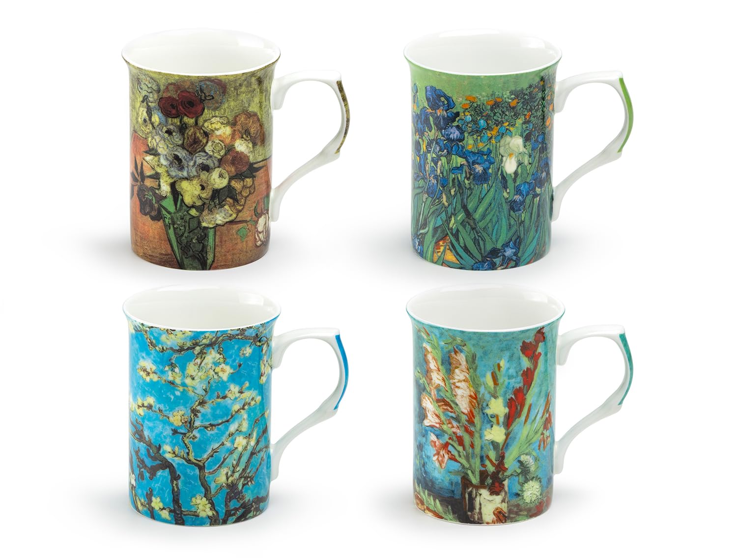 Gracie Bone China Impression Bone China Mug 9-Ounce, Set Of 4
