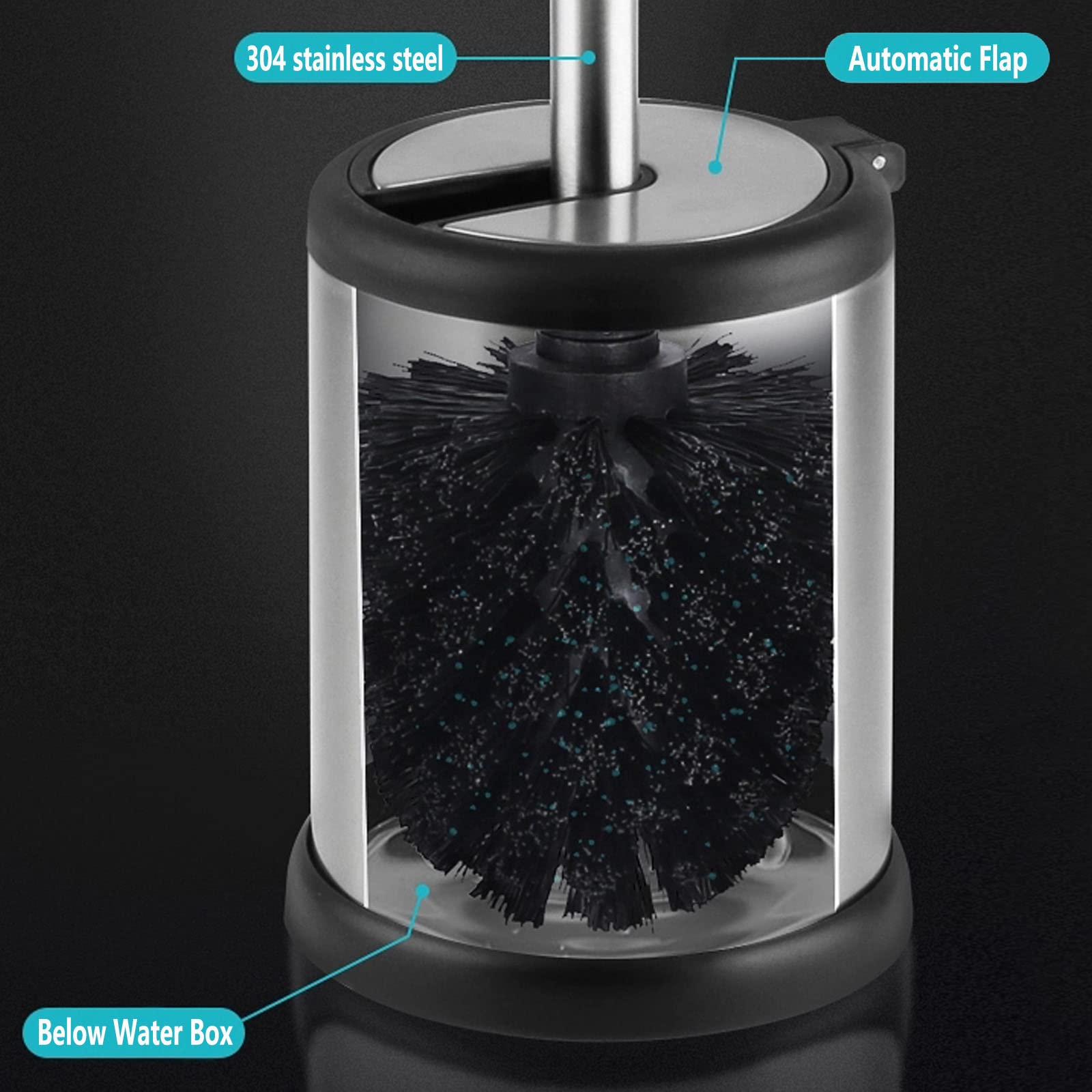 Casaphoria Stainless Steel Toilet Bowl Brush And Holder Set For Deep Cleaning,Bowl Scrubber Brush With Lid For Bathroom,Deluxe F