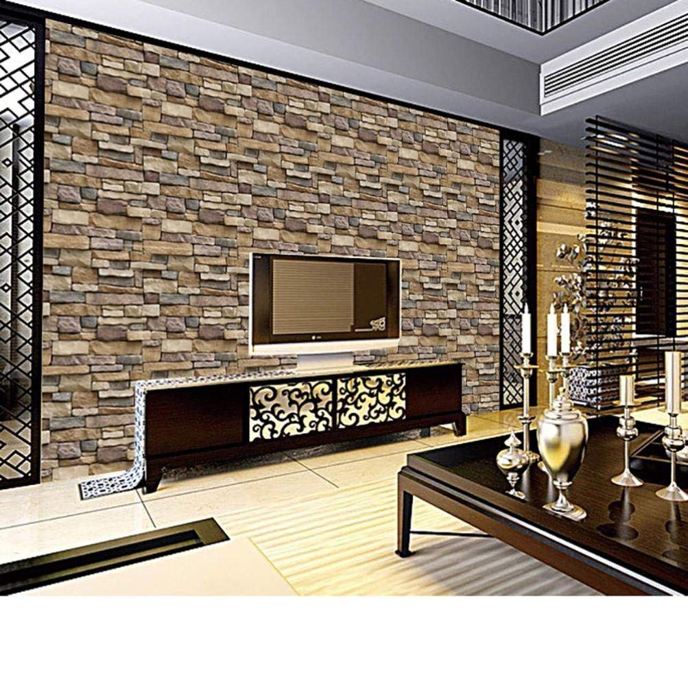 Wallgenics Modern Stone Style Rustic Effect 3D Wall Poster, Wallpaper, Wall Sticker, Pvc Self Adhesive Background Home Decor Sti