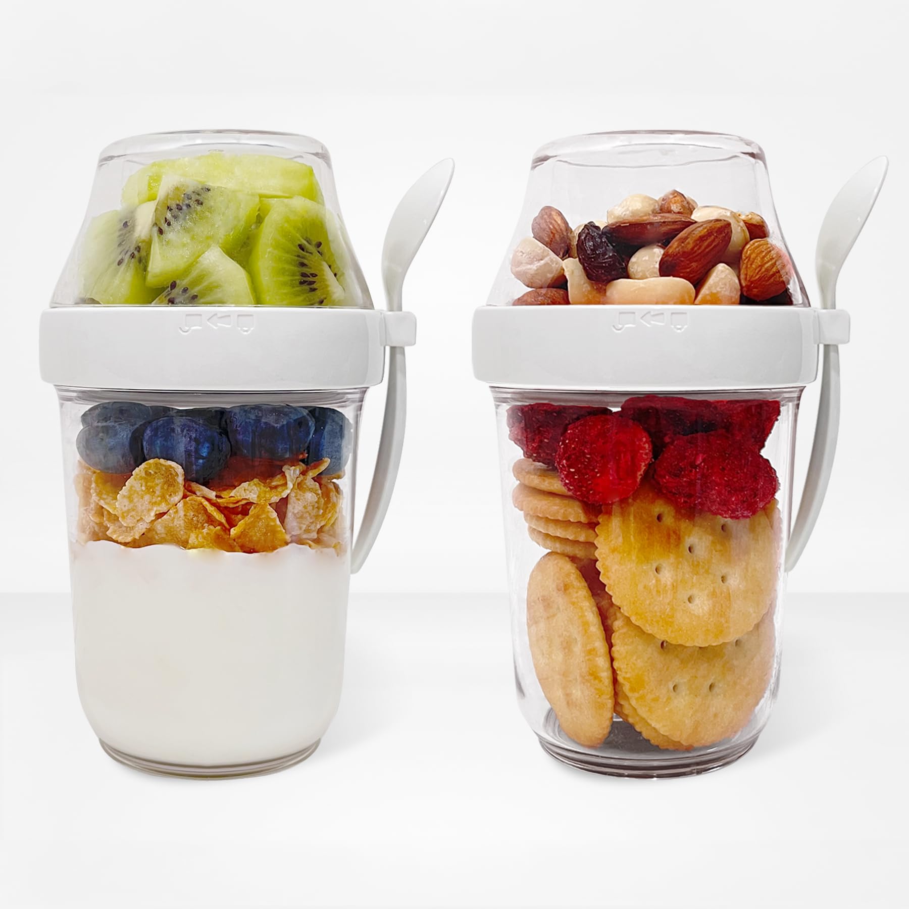 Felli On the Go Yogurt Parfait Snack Cup 12 oz with Spoon & Lid, 100% Leak Proof Granola Holder for To Go Breakfast Cereal Fruit