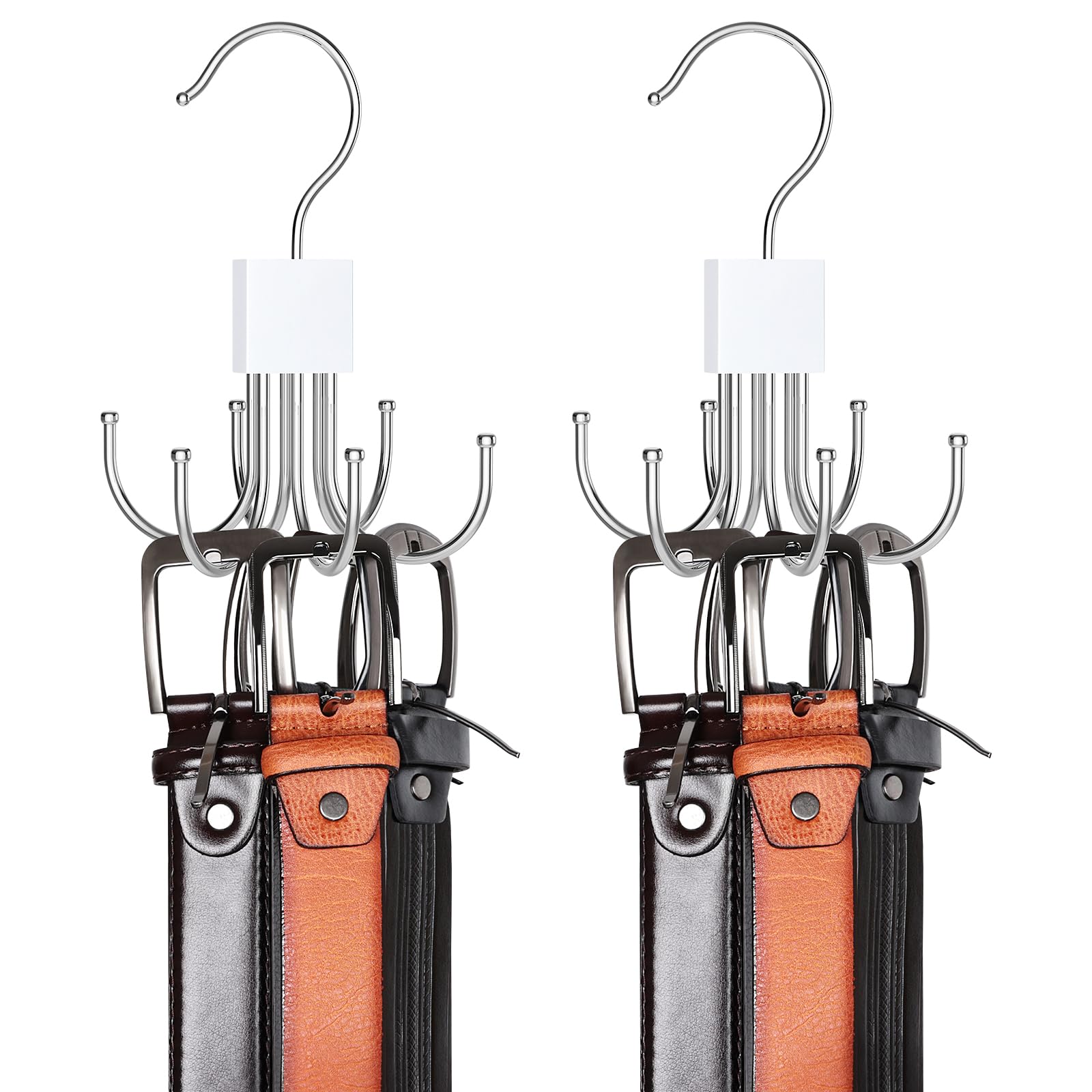 Belt Hanger, Belt Organizer For Closet 360 Rotatable Max 24 Belt Storage Space Saving Closet Organizers And Storage For Belt, Br