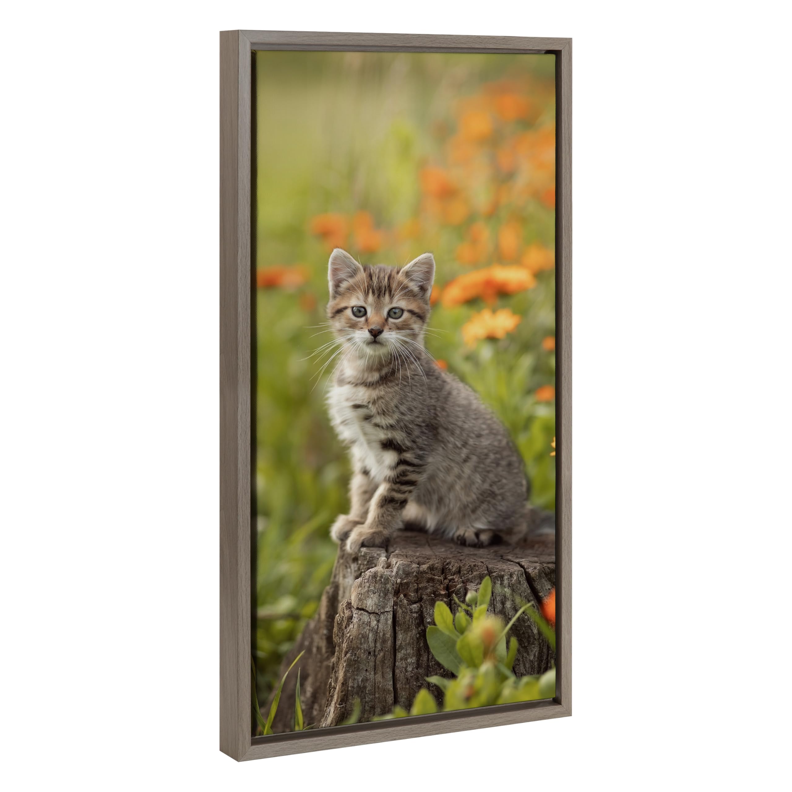Kate And Laurel Custom Printed Framed Canvas Wall Art, 14X26.5 Gray, Sylvie Personal Canvas Print With Your Photos For Bedroom O