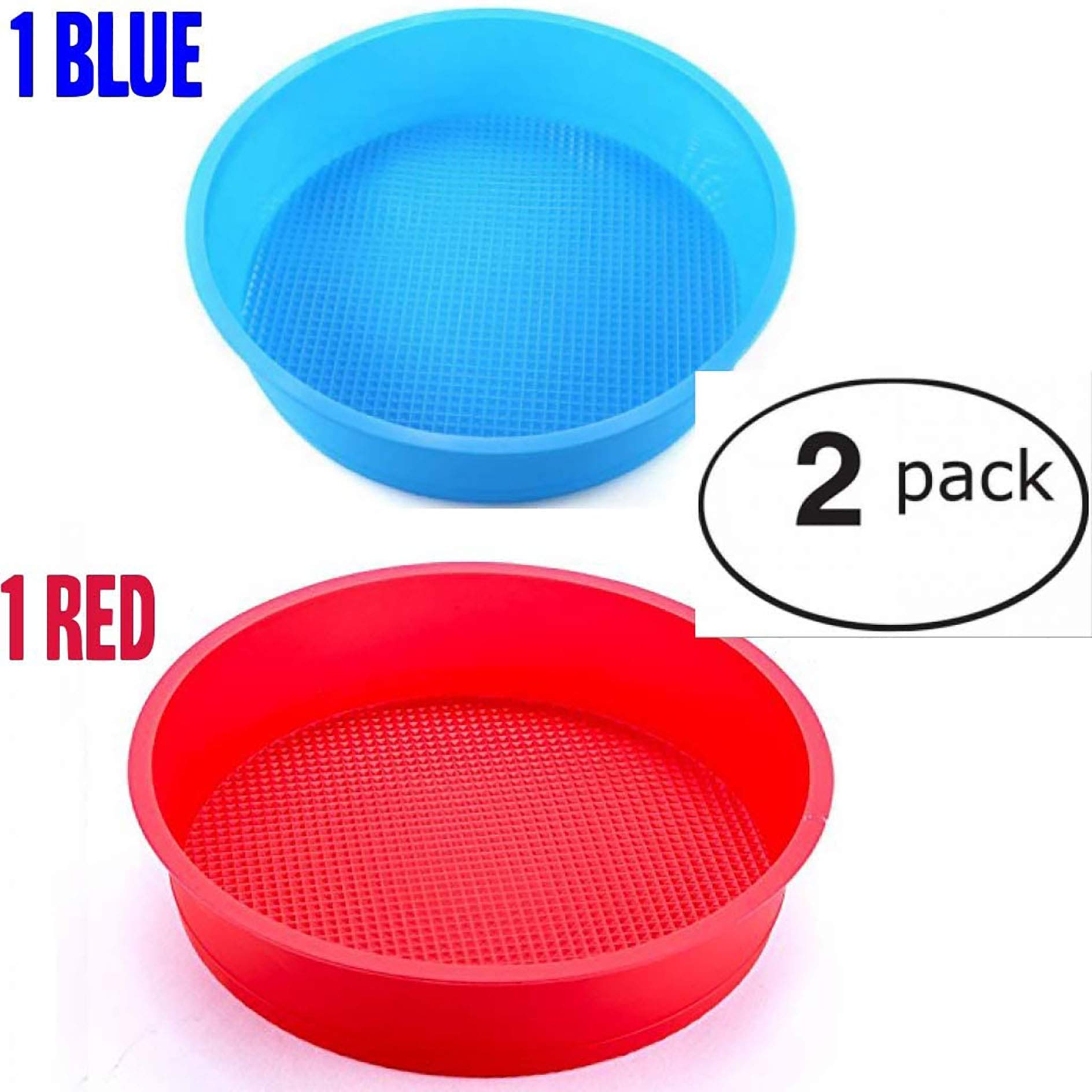 Pizety Set of 2 Silicone Round Cake Pans, 9-Inch, Red & Blue, Perfect for Baking
