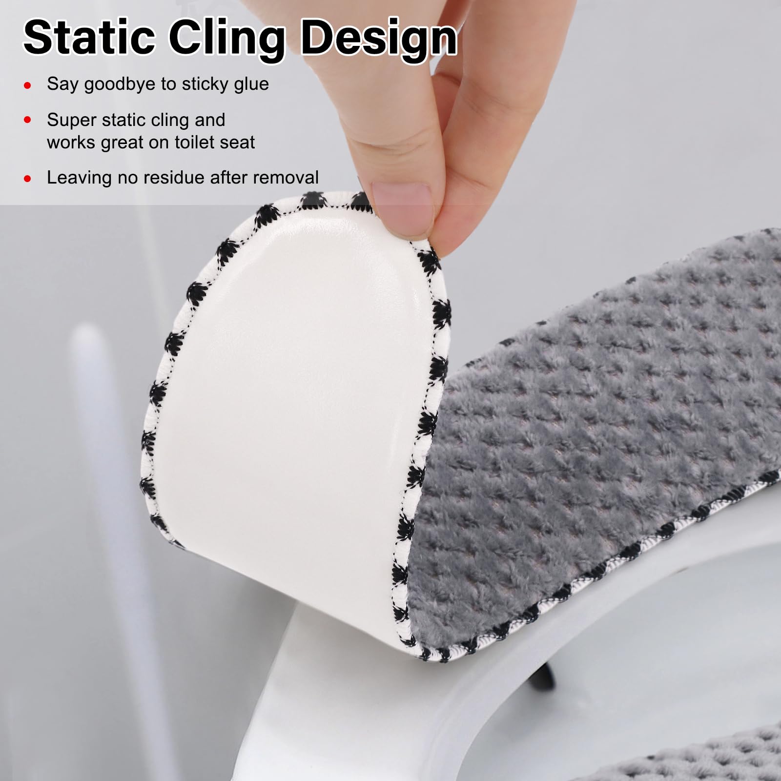 Timecity 4Pairs Plush Warm Thick Padded Toilet Seat Cover Mat Non Slip Soft Toilet Seat Cushion Washable Bathroom Warmer Static