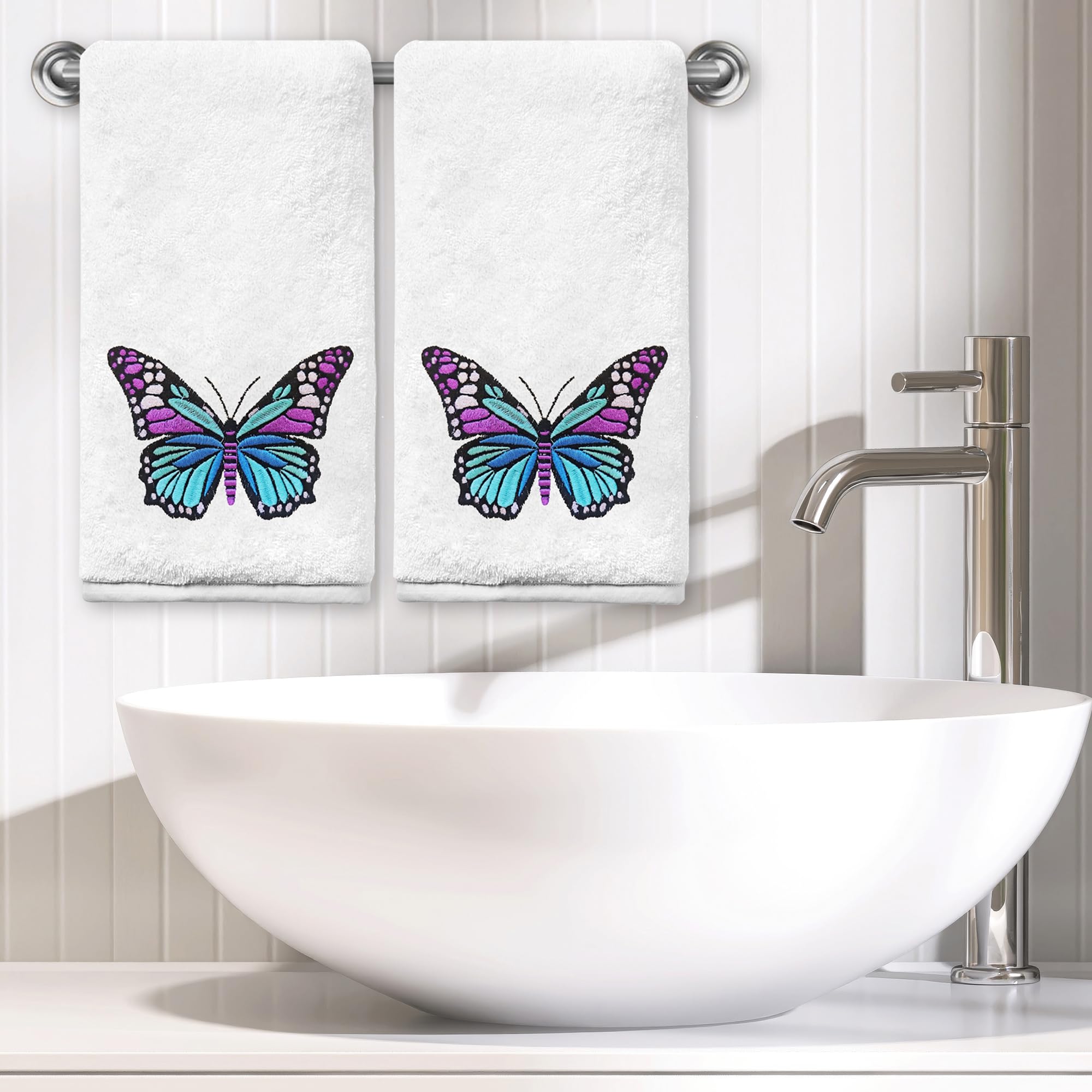 Yanhuecui Fall Hand Towels for Bathroom Set of 2, Fall Bathroom Decor, Hello Autumn Pumpkin Cotton Soft Embroidered Hand Towels