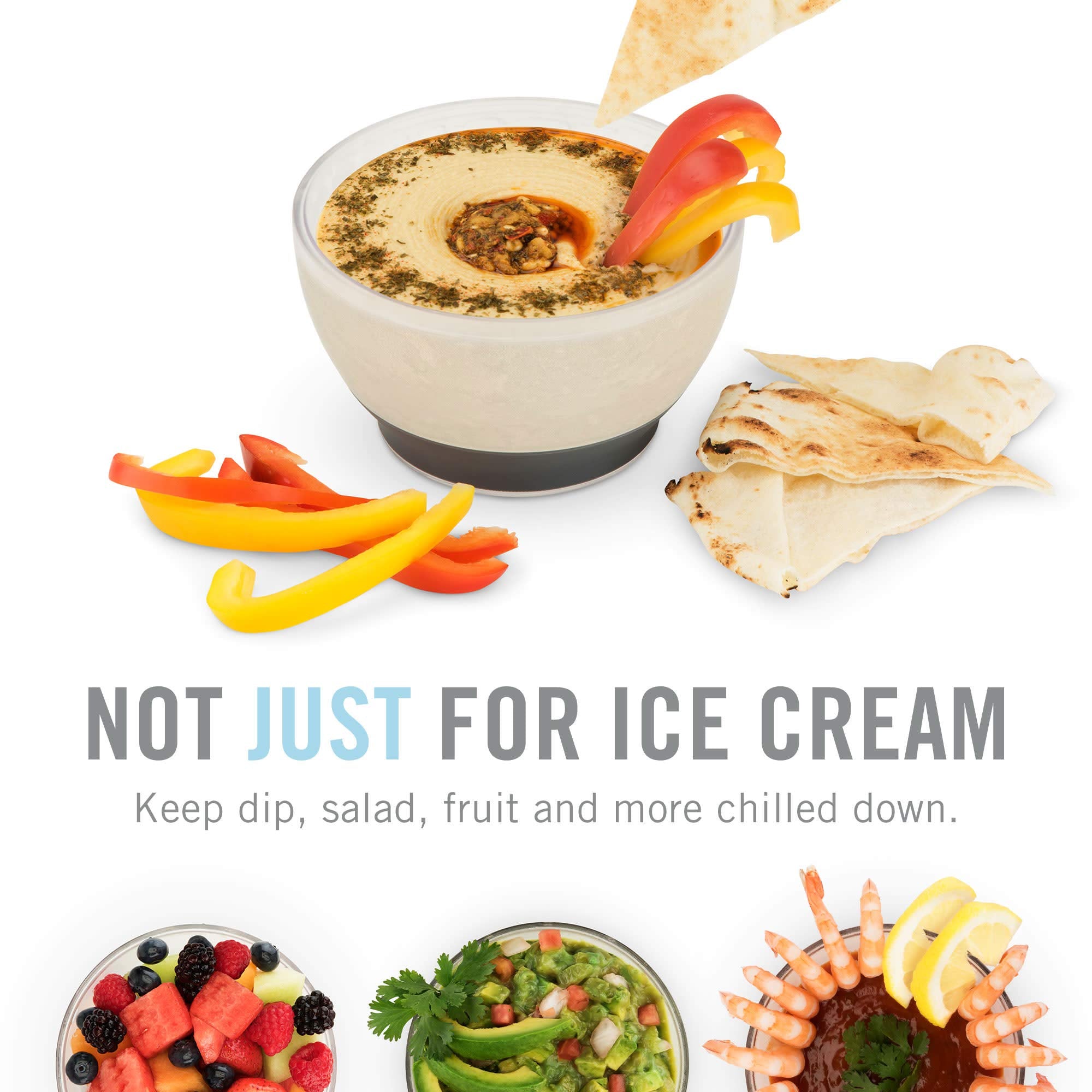 Host Ice Cream Freeze Bowl Set Of 4 Double Walled Insulated Freezer Gel Chiller Kitchen Accessory For Dessert, Dip, Cereal, With