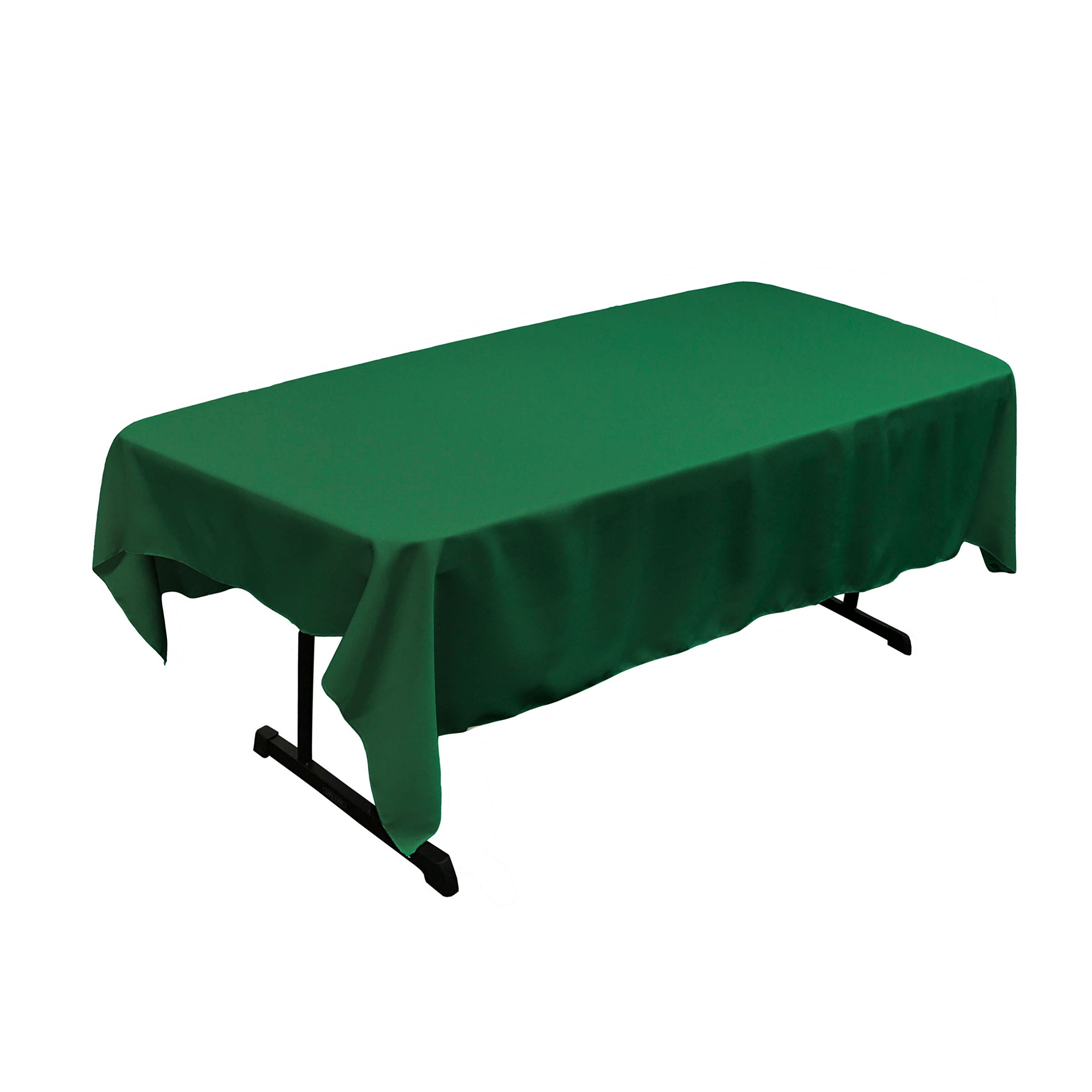 LA Linen Polyester Poplin 60 by 84-Inch Rectangular Tablecloth  Green Emerald