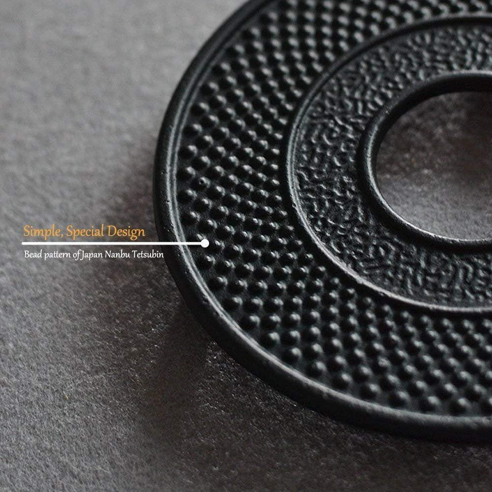 Suyika Cast Iron Mat With Rubber Pegs/Feet For Japanese Tea Kettle Cast Iron Teapot Black Trivet 5.3In