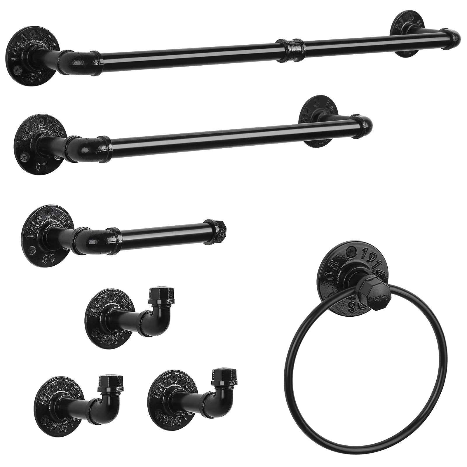 Bathroom Hardware Fixture Set Industrial Towel Bar Sets With Paper Towel Rack Wall Mount Hand Towel Holder Roll Ring Toilet Pape