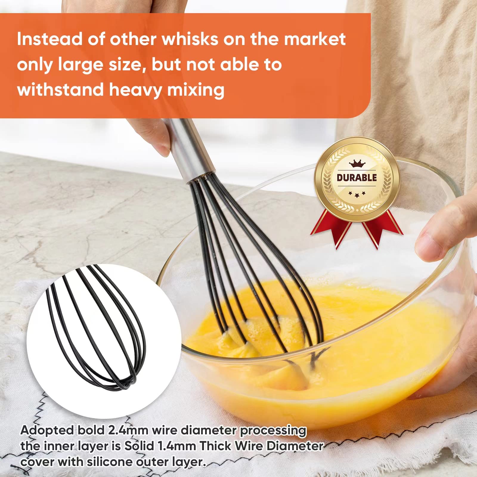 Silicone Tongs For Cooking Set Of 3,Maywe Tanso 11''Kitchen Tongs With Silicone Tips- 600F Heat Resistant,10''Whisk For Non-Stic