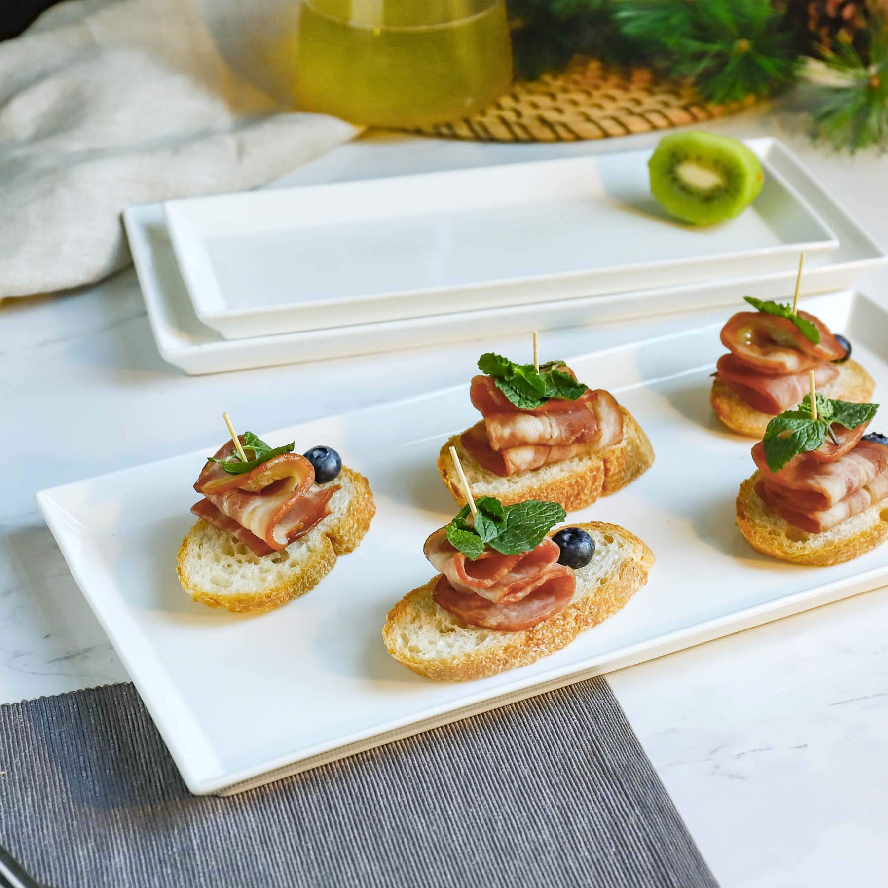 Sweese White Serving Platters For Entertaining - Rectangle Porcelain Serving Plates - Excellent As Trays For Serving Food, Fruit
