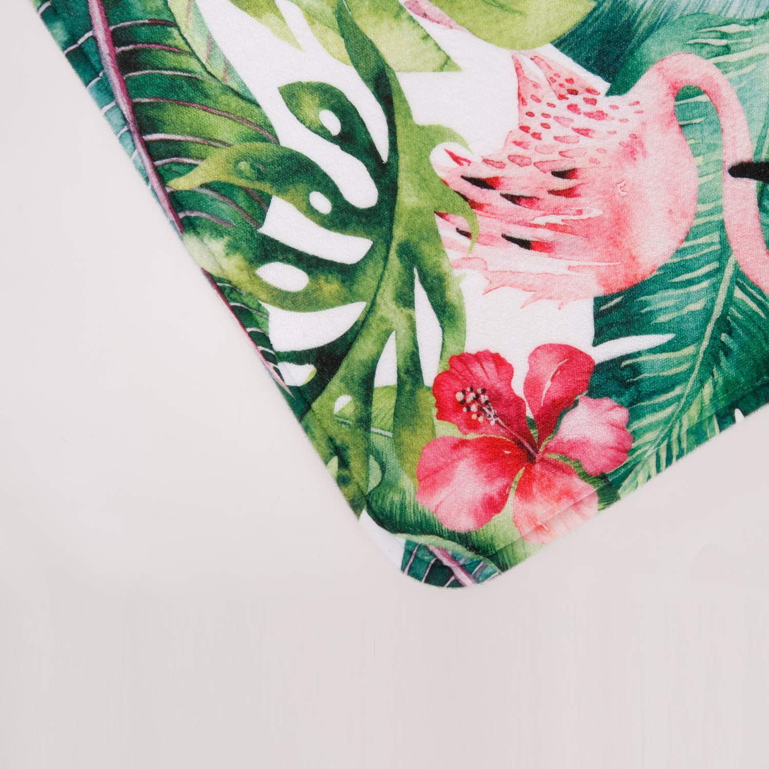 Livilan Green Bathroom Rug, Green Bath Mat, Leaf Bath Mat, Leaf Bathroom Rug, Tropical Bath Mat, Tropical Bathroom Rug, Flamingo