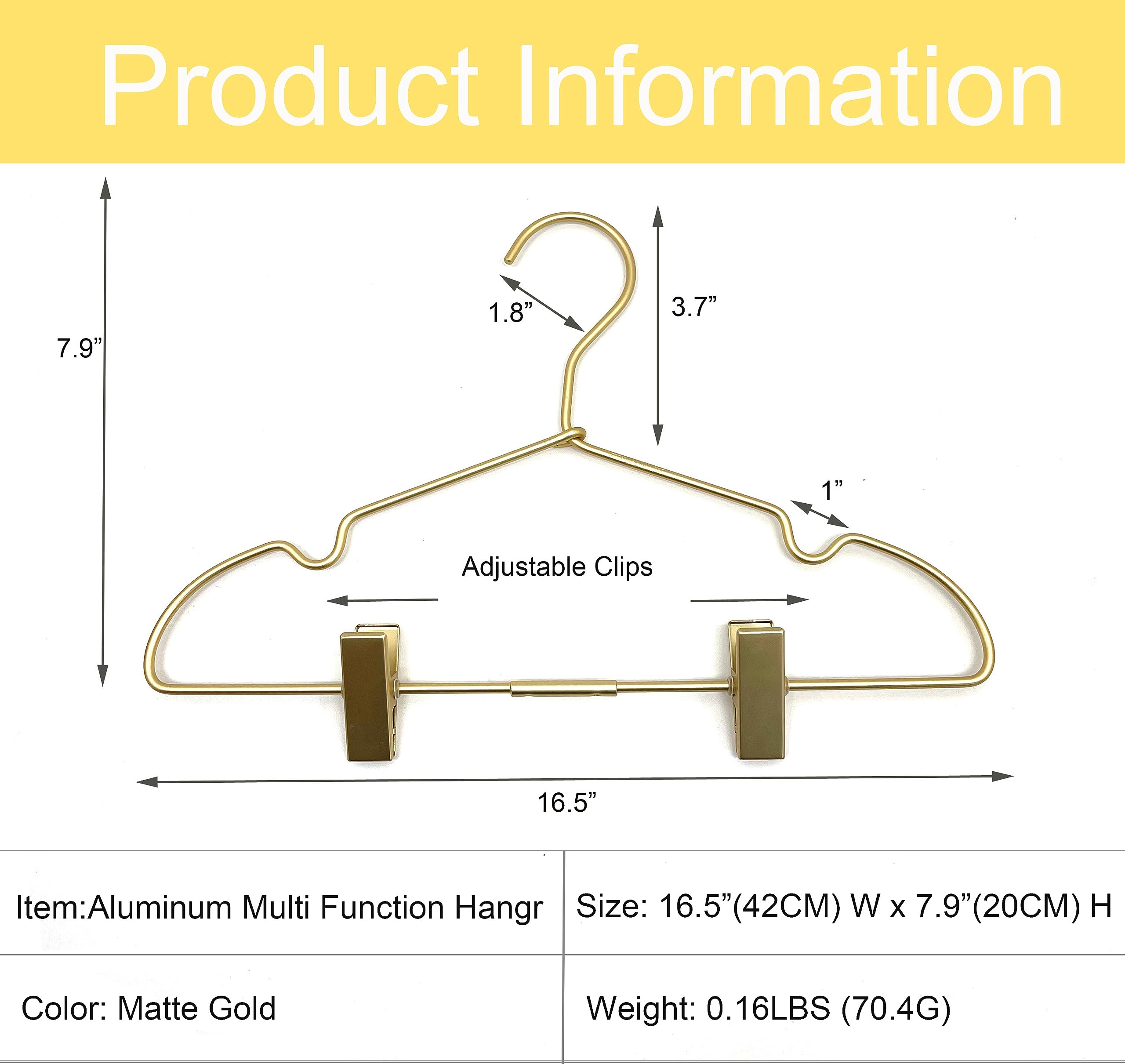 Koobay Premium 16.5    Matte Gold Metal Clothes Clips Hangers, Heavy Duty Skirt Slack Hangers, Metal Rack For Trousers Non Slip
