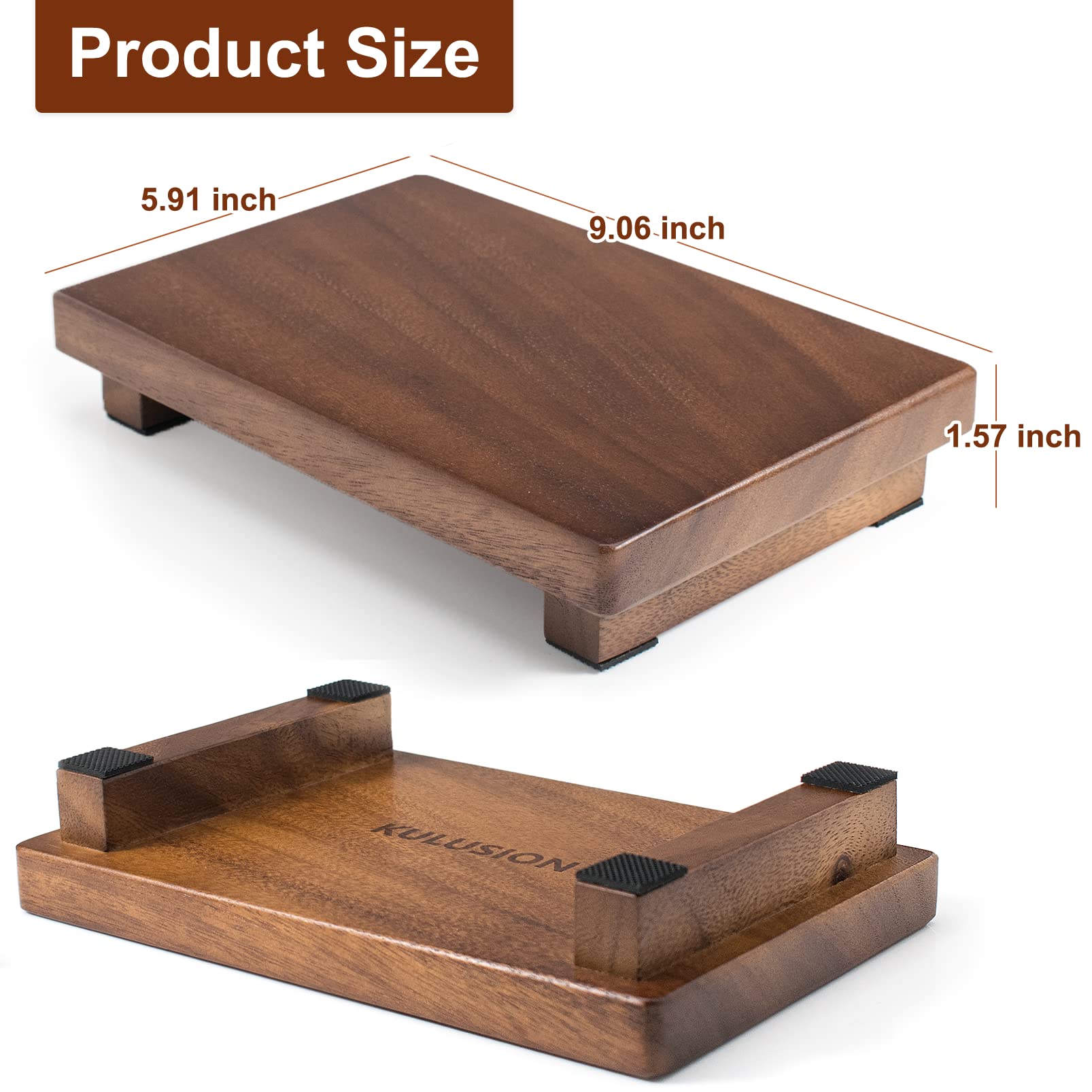 kulusion Walnut Wood Pedestal Stand, Wooden Soap Tray Farmhouse Decor Wood Riser Display for Bottle Plant Makeup Tissues Candles