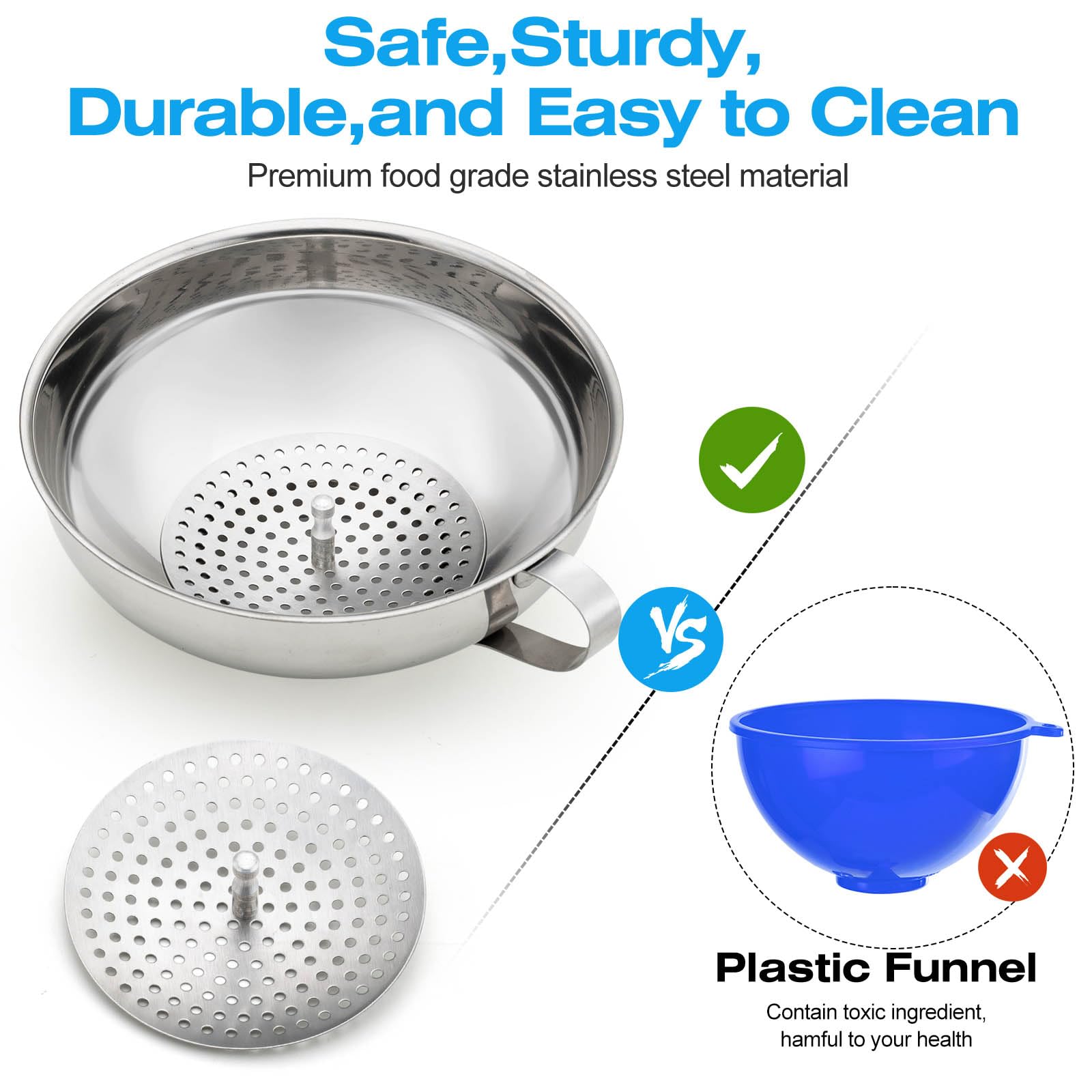 Canning Funnels For Filling Mason Jars, Mason Jar Funnel, Stainless Steel Canning Funnel Wide Mouth Funnel For Mason Jar, Cleara