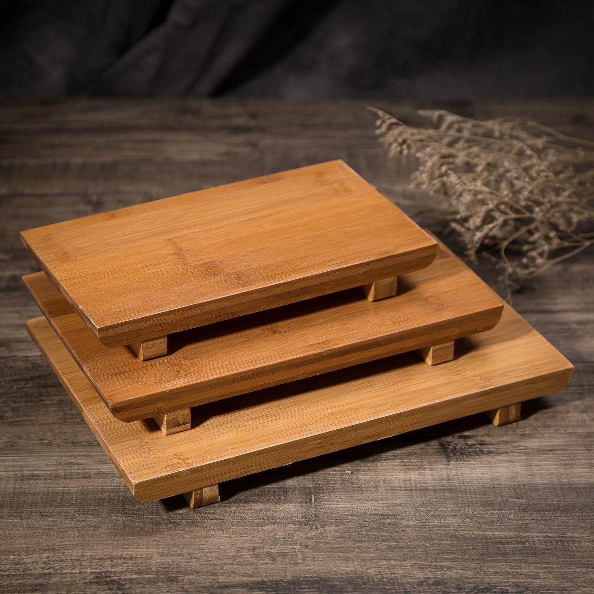 Thy Collectibles Sashimi Sushi Bamboo Serving Geta Plate - Japanese Style Tableware Bamboo Sushi Board Cutting Tray (L9.4 X W5.9
