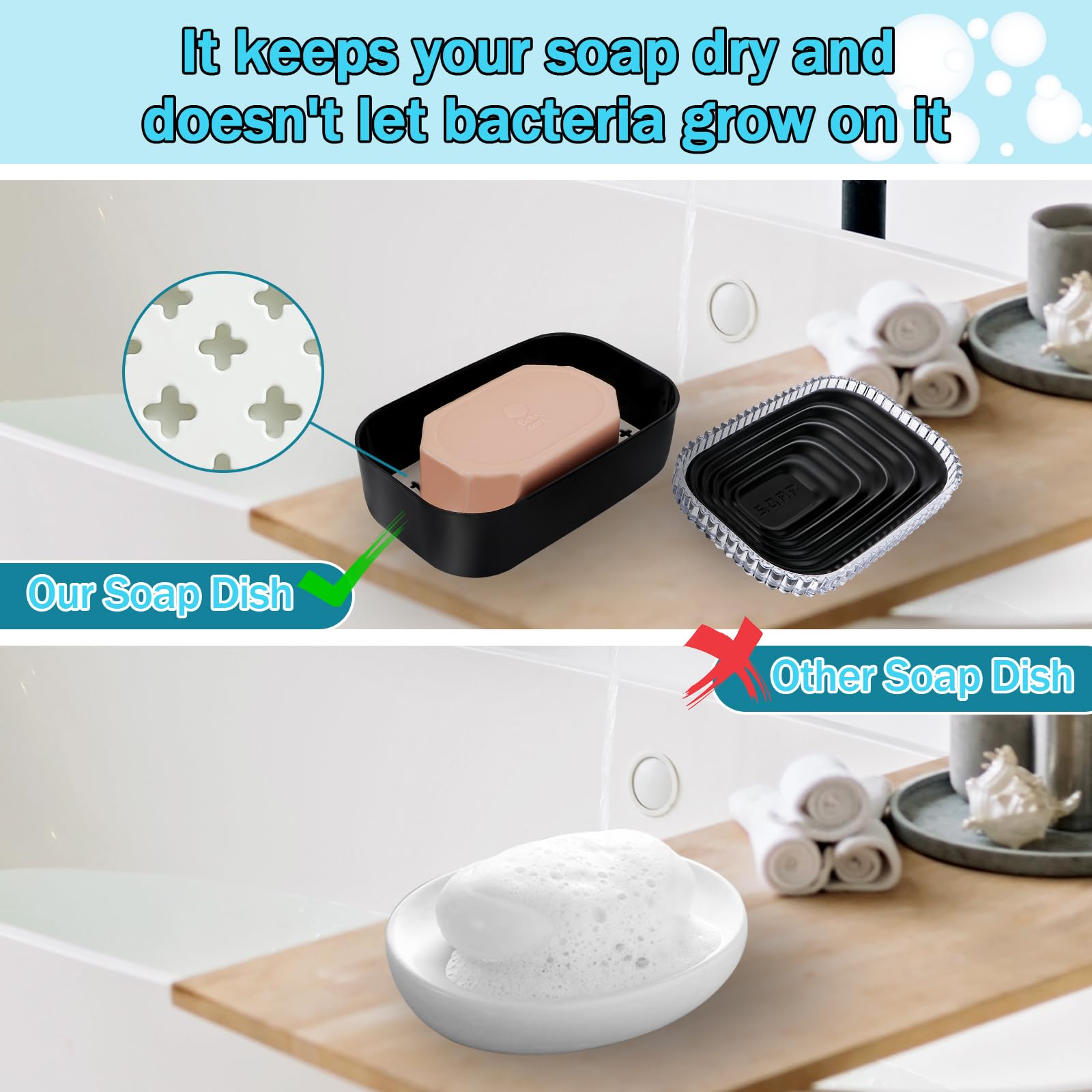 Qiuymei Soap Holder, Travel Soap Container With Removable Draining Layer & Soap Bag,Travel Size Toiletries,Portable Bar Soap Hol