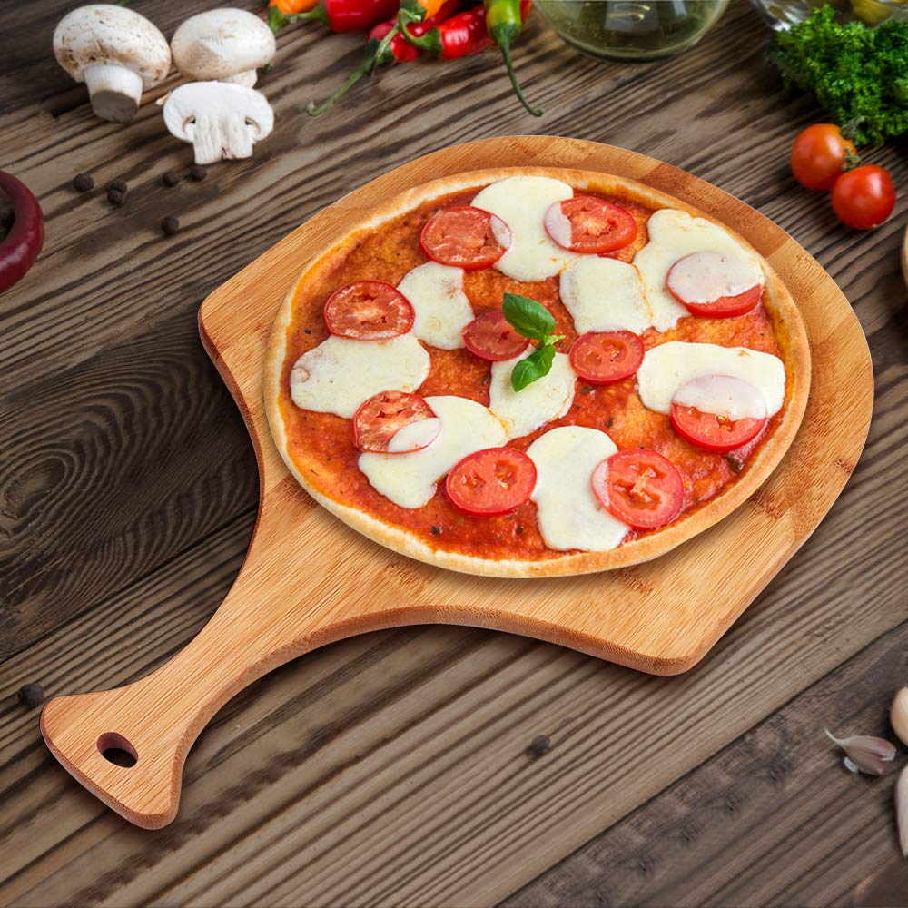 Bamboo Pizza Peel, Wood Serving Pan, Cheese And Charcuterie Boards, Pizza Board Pizza Paddle Cutting Board With Handle For Bakin