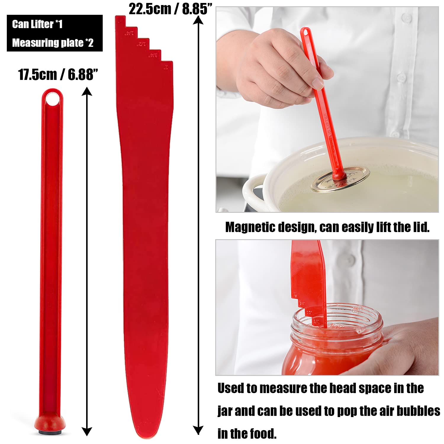 7 Pcs Canning Kit, Cnymany 2 Canning Bubble Popper Remover, 1 Canning Magnetic Lid Lifter, 1 Mini Silicone Funnel, 3 Silicone Mi