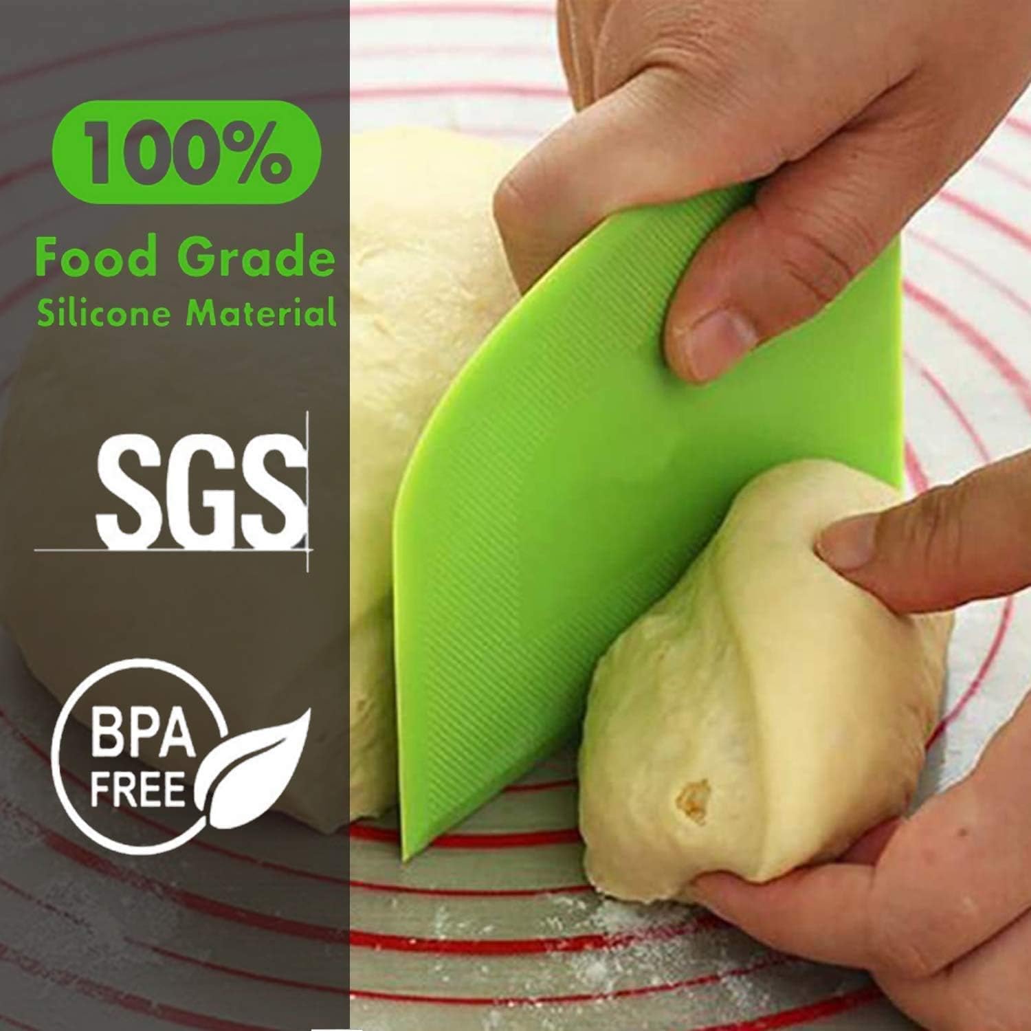 Surdoca Dough Scraper Bench Scraper - 3P 4.7X3.7'' Plastic Flexible Bowl Scraper, Sharp Edge & Angles Cake Scraper. Non-Slip Bak