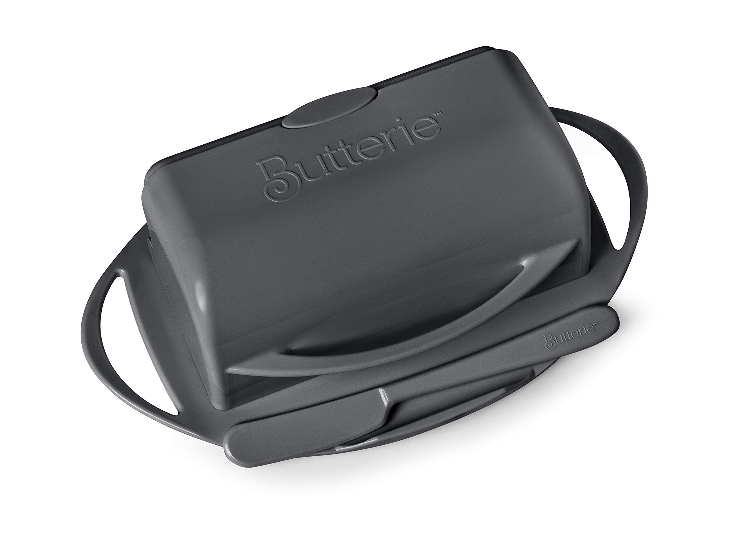 Butterie Flip-Top Butter Dish With Matching Spreader (Grey)