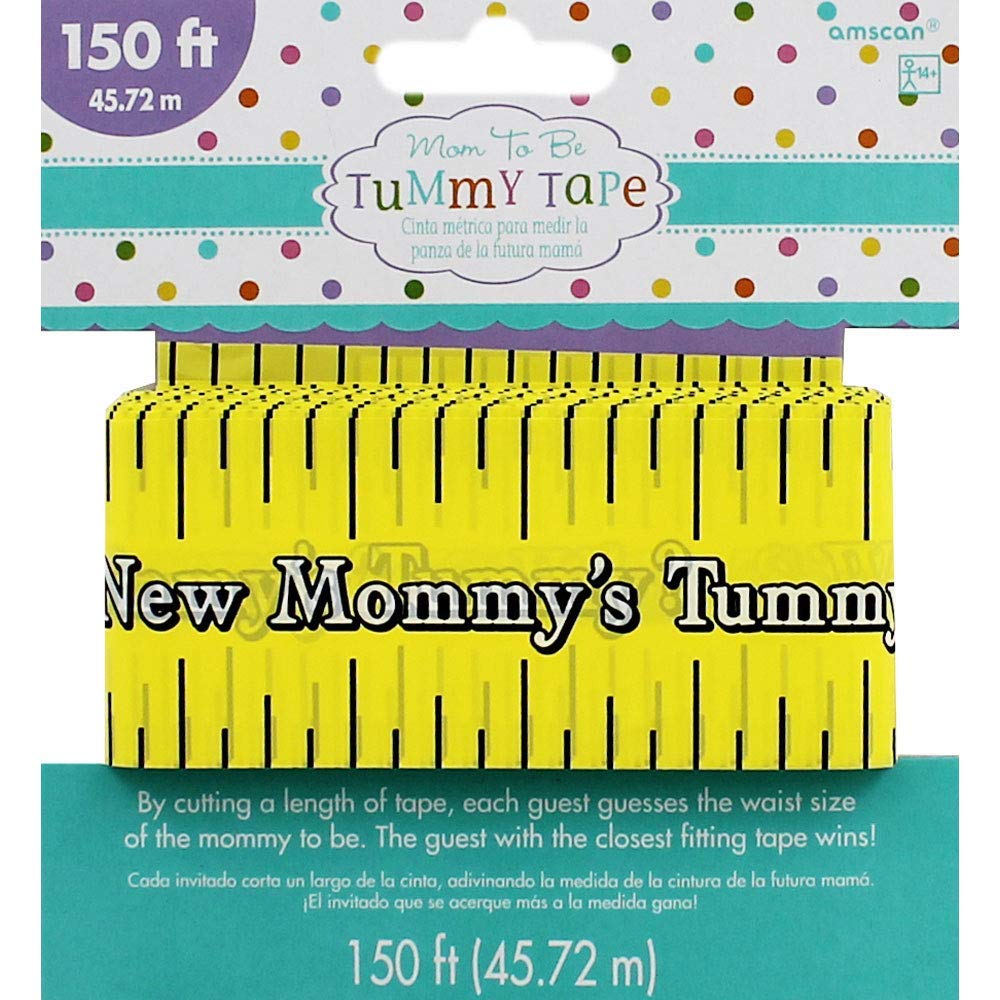 Amscan Delightful Tummy Measure Game Baby Shower Party Novelty Favors, 2In X 150Ft, Yellow