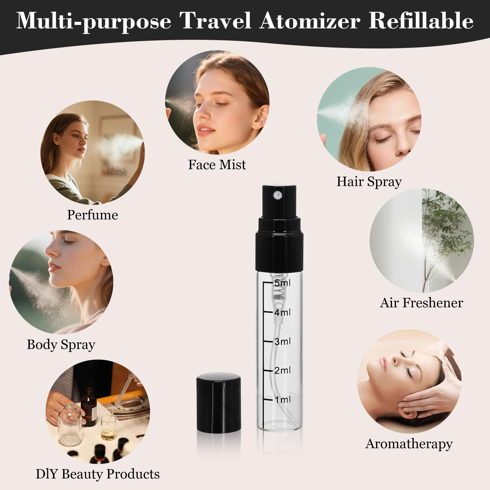 Beomeen 36Pcs 5Ml Clear Glass Perfume Travel Refillable Spray Bottles, Mini Perfume Bottle Empty, Portable Cologne Atomizer Spra