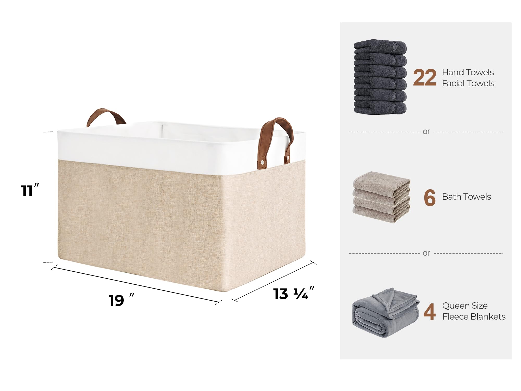 StorageWorks Extra Large Storage Bins  Fabric Storage Bins for Shelves  Storage Baskets with Metal Frame  Closet Baskets and Bins with Handles  Jumbo  Brown and White  2-Pack