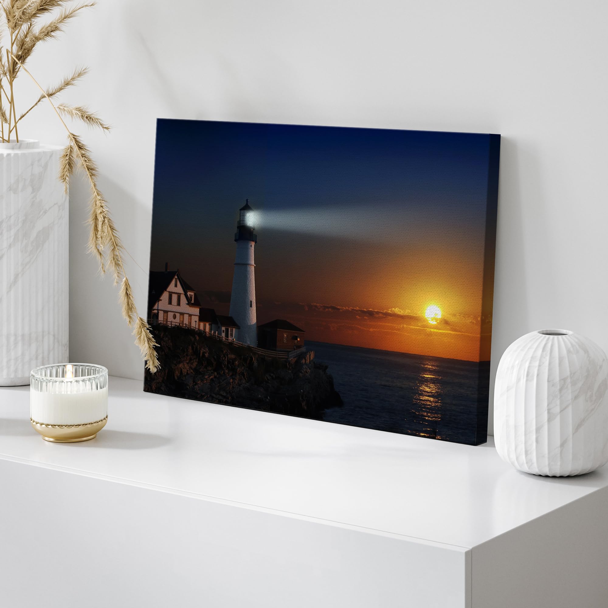 Wall26 Canvas Print Wall Art Portland Island Lighthouse At Dawn Nature Wilderness Photography Modern Art Rustic Scenic Colorful