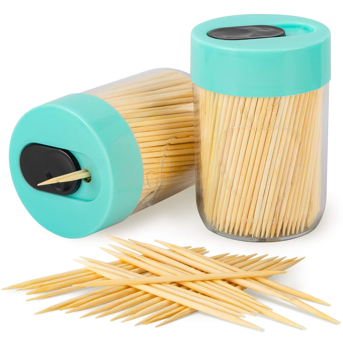 Urbanstrive Sturdy Safe Toothpick Holder With 800 Natural Wood Toothpicks For Teeth Cleaning, Unique Home Design Decoration, 2 P