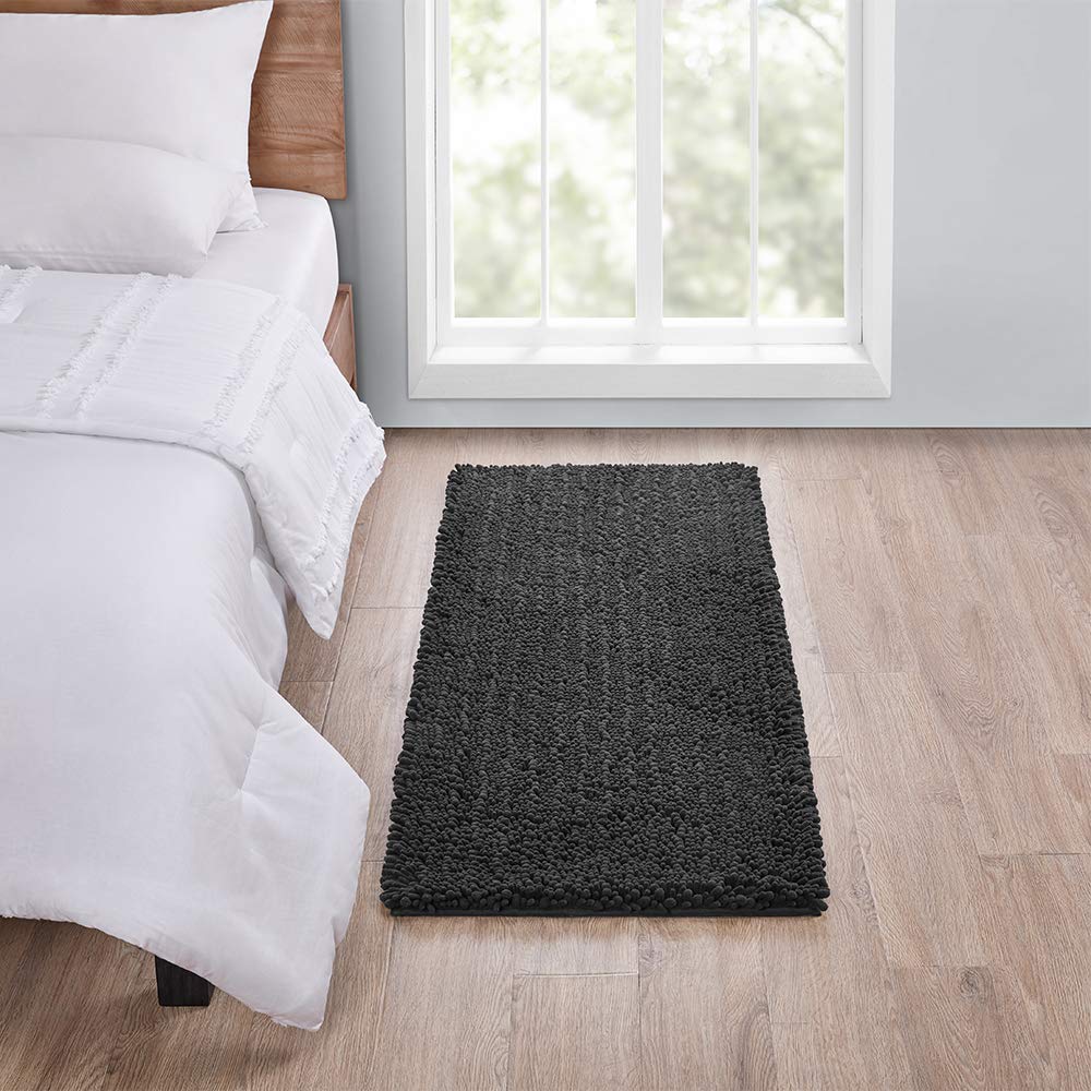 Walensee Large Bathroom Rug Non Slip Bath Mat (72X24 Inch Dark Grey) Water Absorbent Super Soft Shaggy Chenille Machine Washable