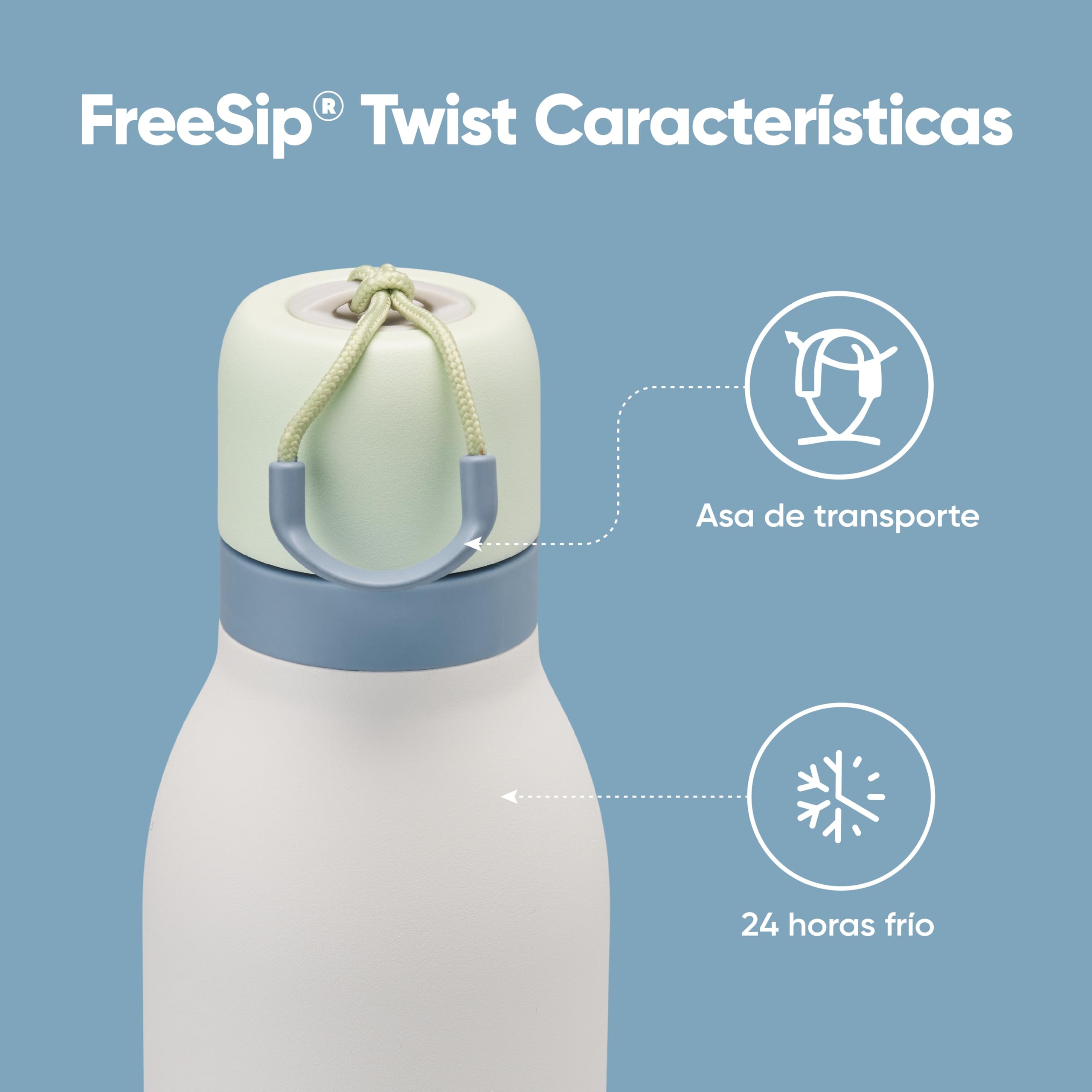 Owala FreeSip Twist Insulated Stainless Steel Water Bottle with Straw for Sports and Travel, BPA-Free, 24-oz, Green/White (Iced