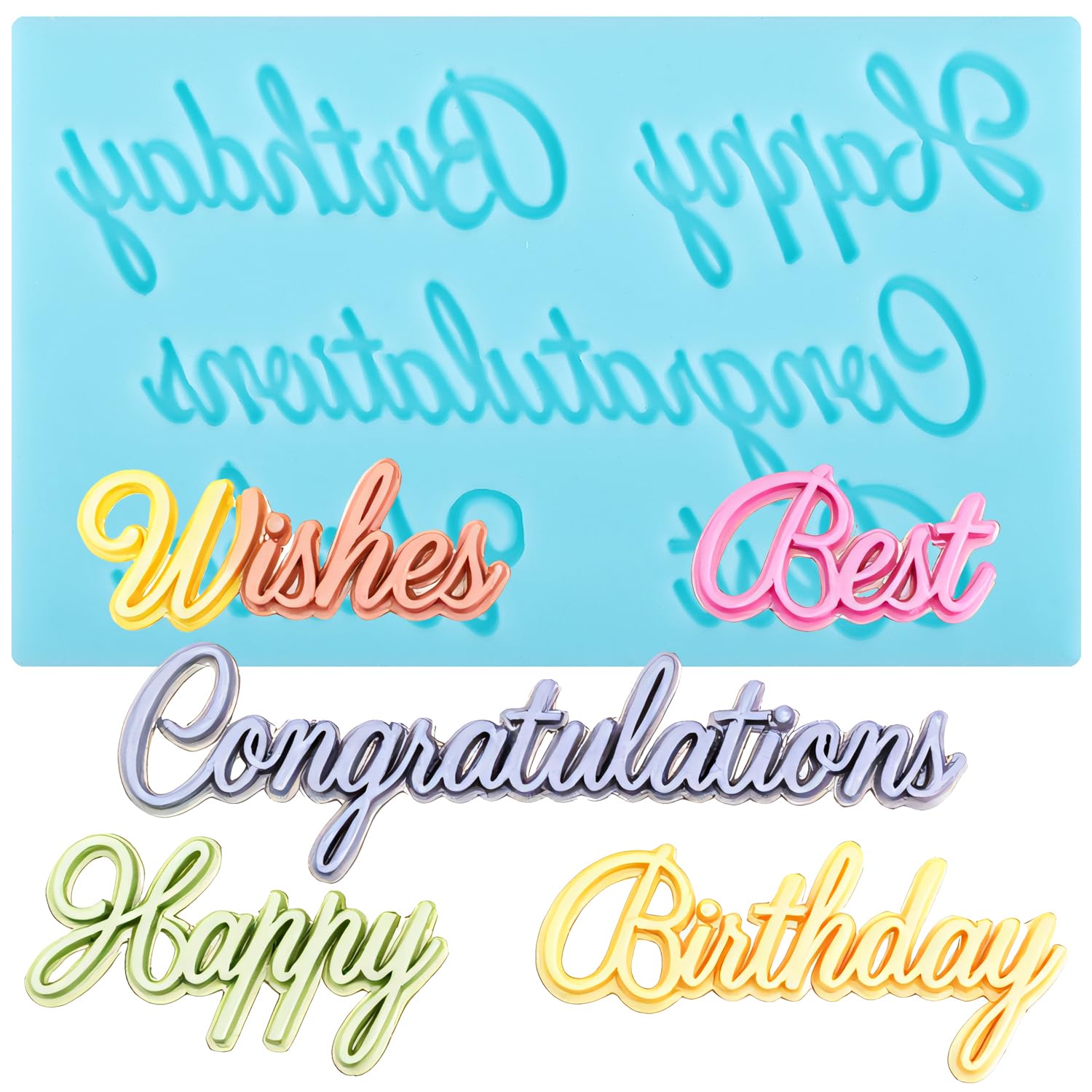 YABONAN Happy Birthday Silicone Molds Congratulations Letter Fondant Mold