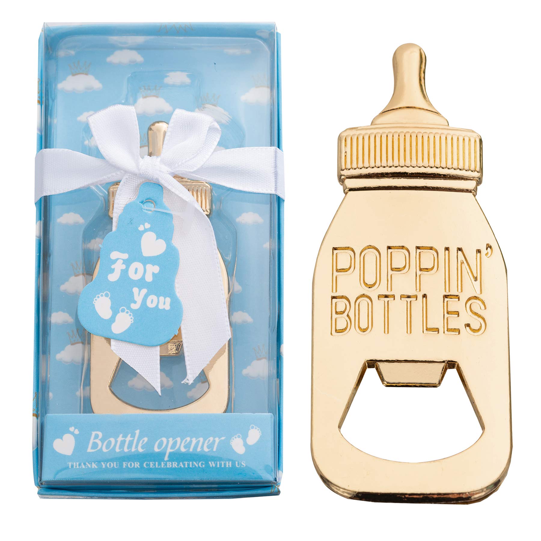 24 Packs Poppin Bottle Openers For Baby Shower Favors,Gifts,Decorations And Souvenirs (Blue, 24)