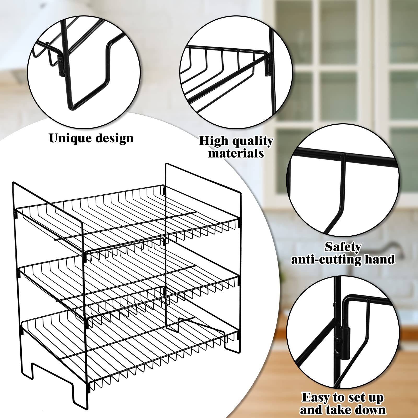 Leifide 3 Tier Snack Basket, 24 X 14.9 X 23.2 Inch Candy Display Rack, Metal Wire Countertop Concession Stand Supplies For Offic